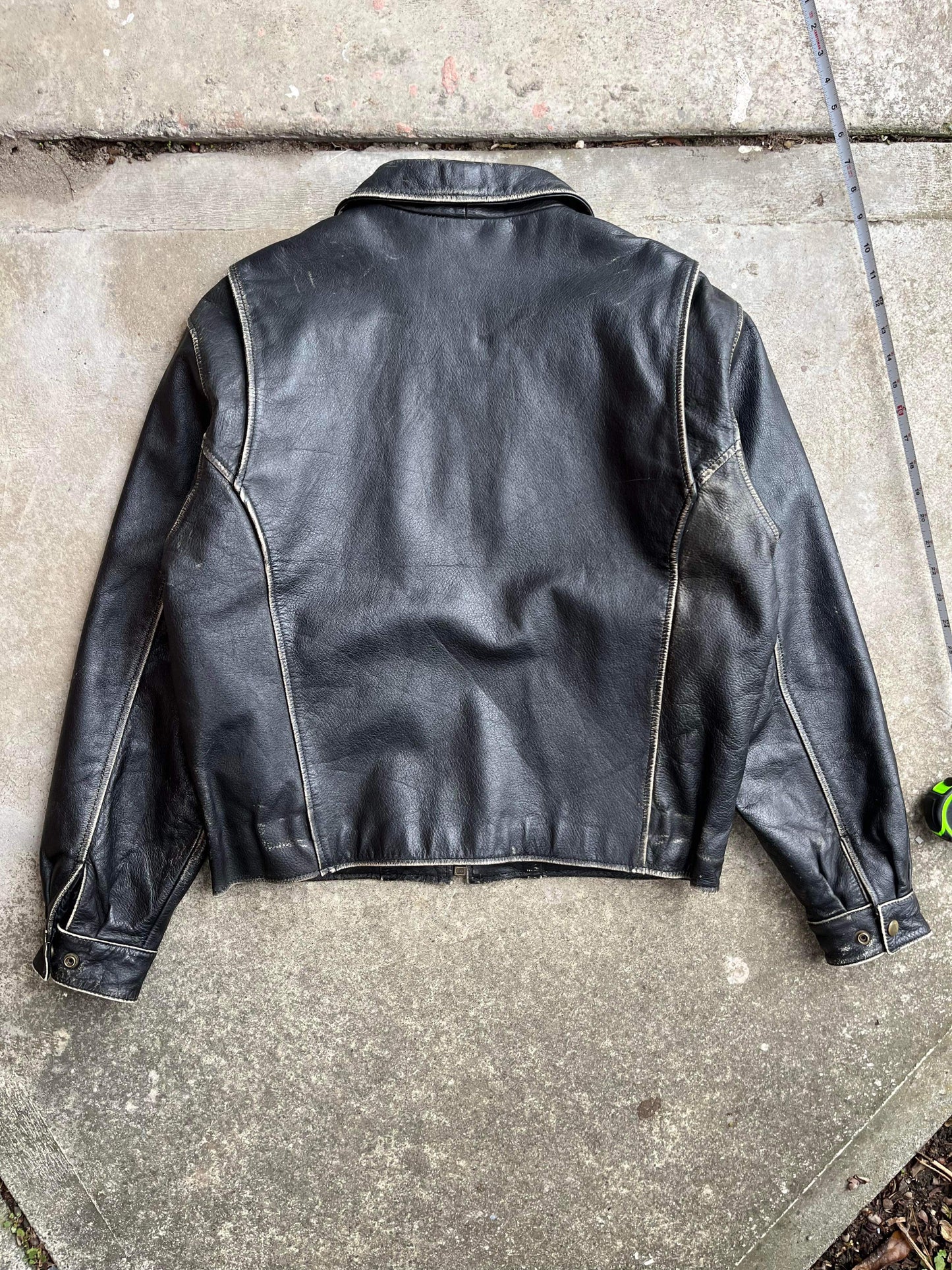 (S/M) 80s Contrast Leather Jacket
