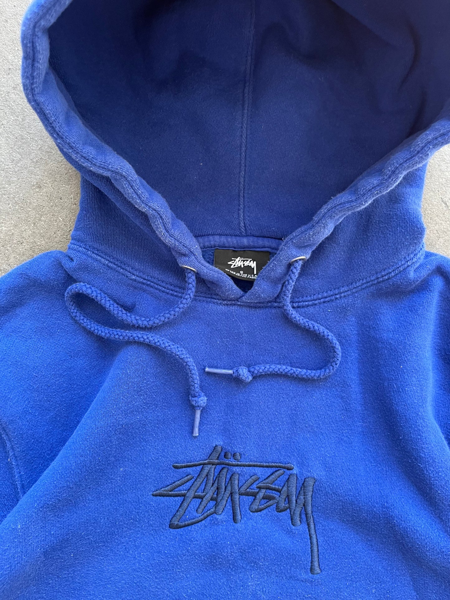 (S/M) 00s Stussy Royal blue spell out