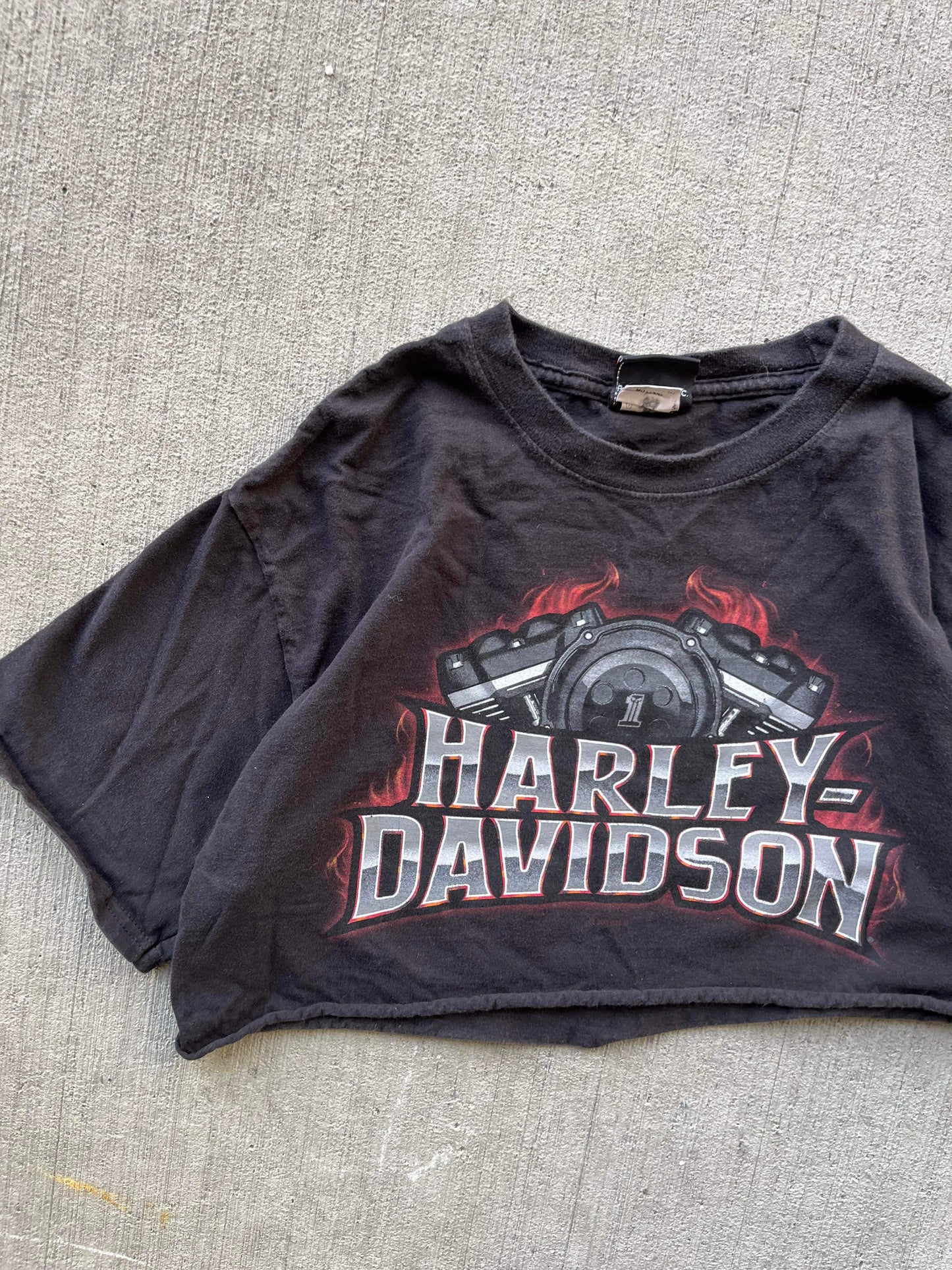 (S/M) Vintage Harley Davidson Cropped Tee