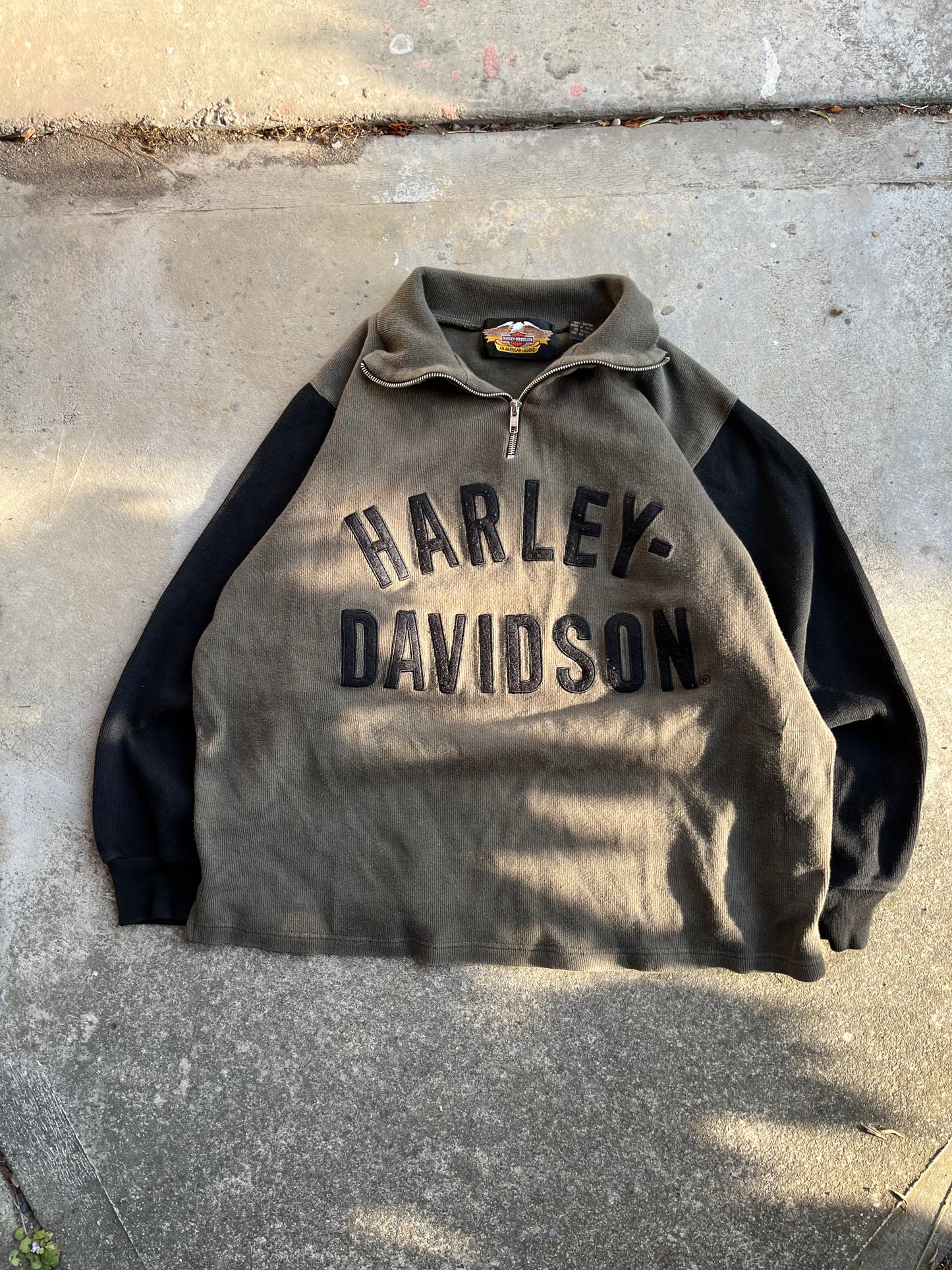 (L) 90s Harley Davidson Quarter Zip