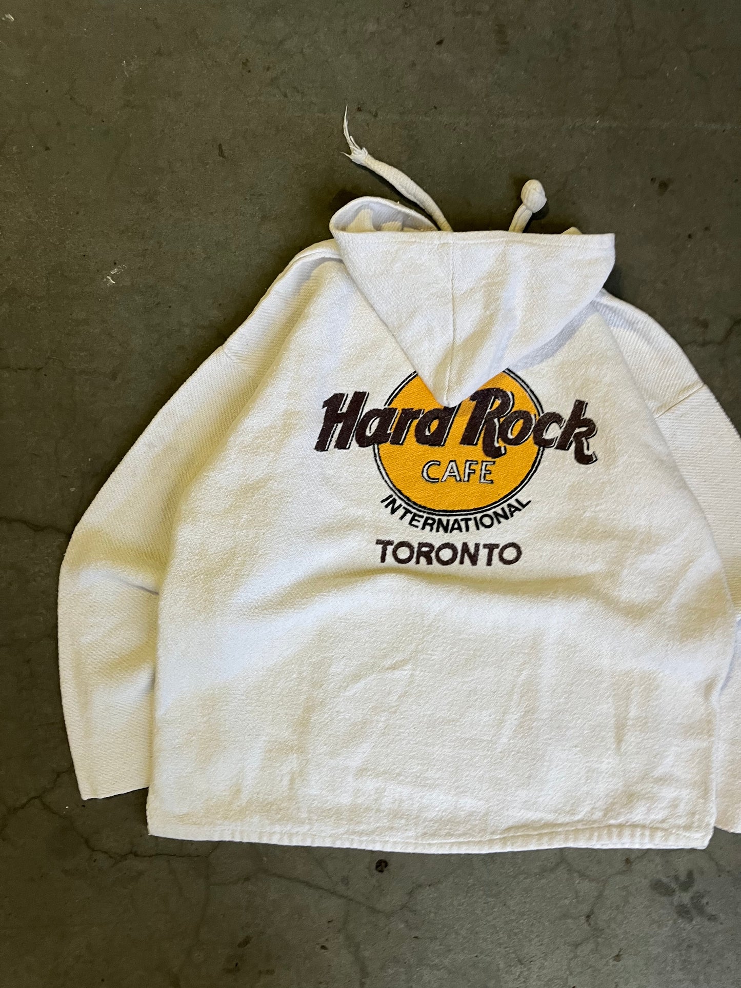 (XL) 90s Toronto Hard Rock Burlap Hoodie