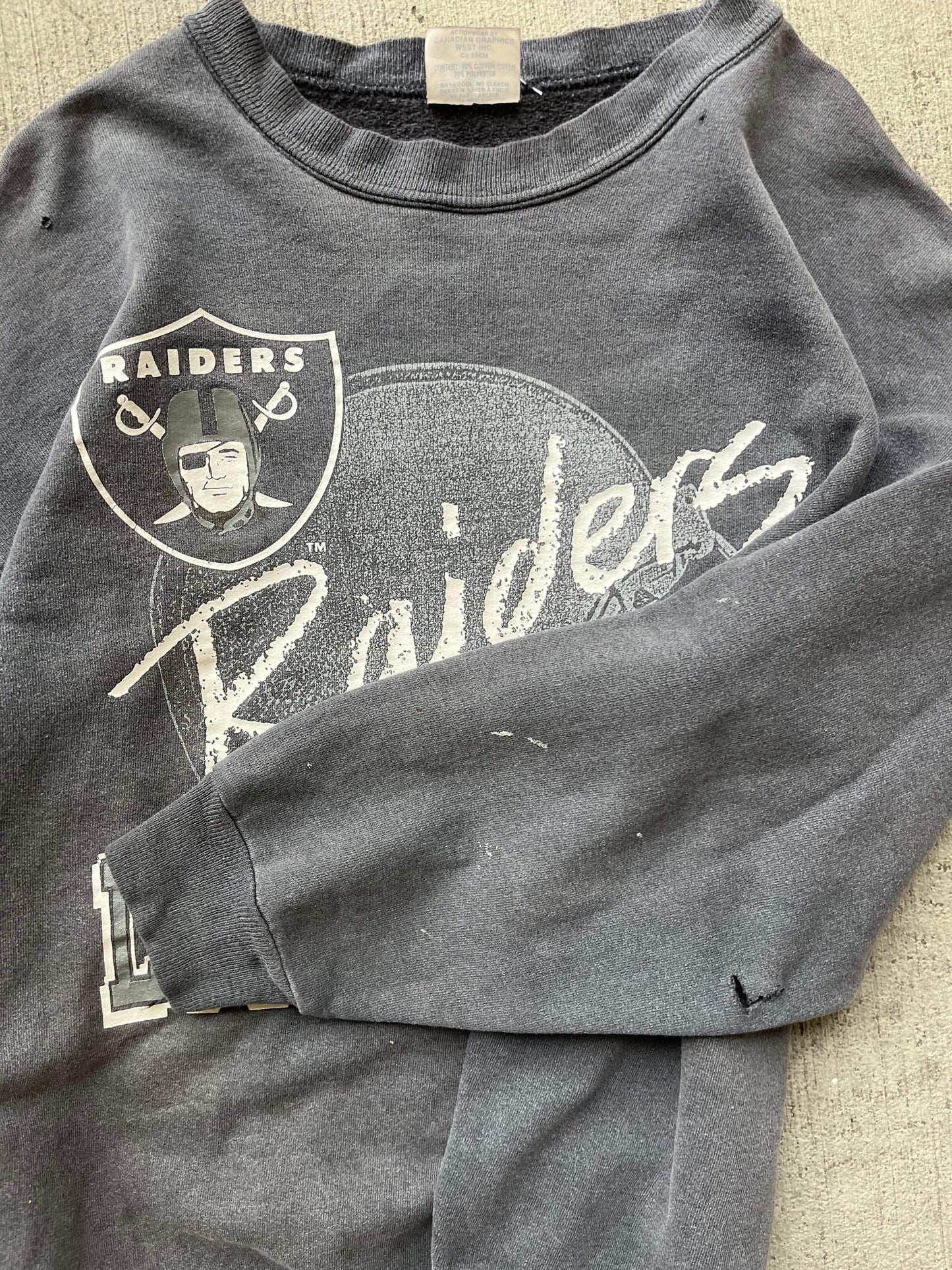 (L) 1990 Distressed Los Angeles Raiders Crewneck