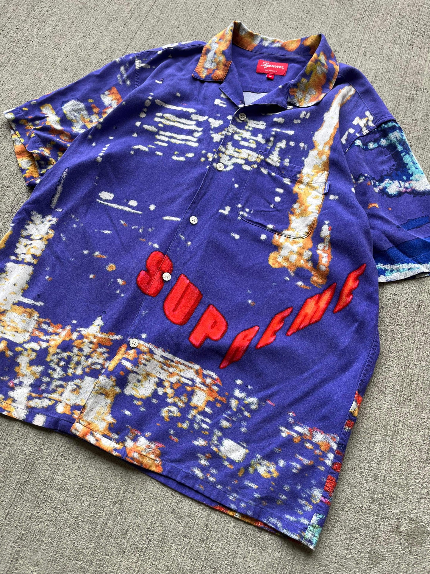 (M) Supreme City Lights Rayon Button Up