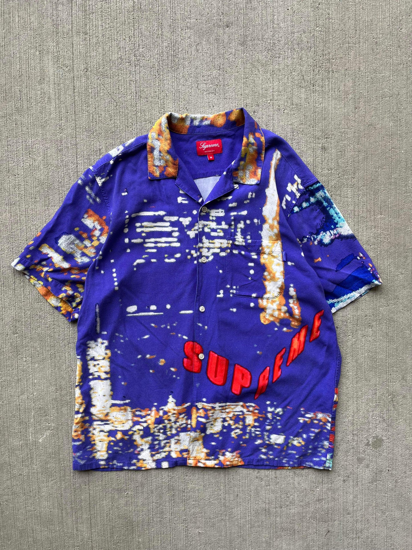 (M) Supreme City Lights Rayon Button Up