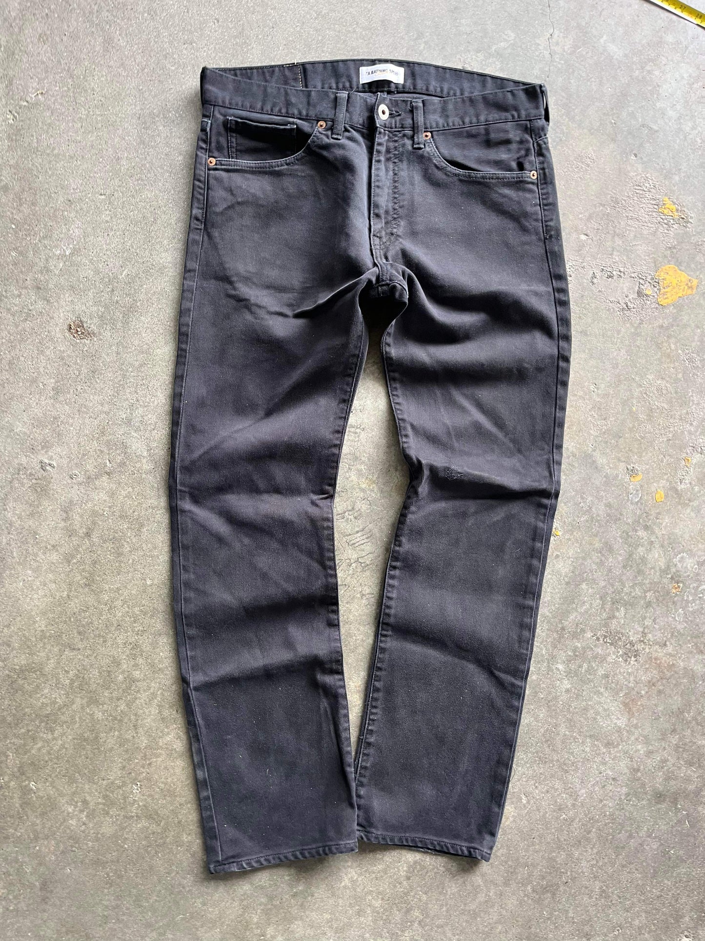 (34”) Black Bapesta Script Jeans