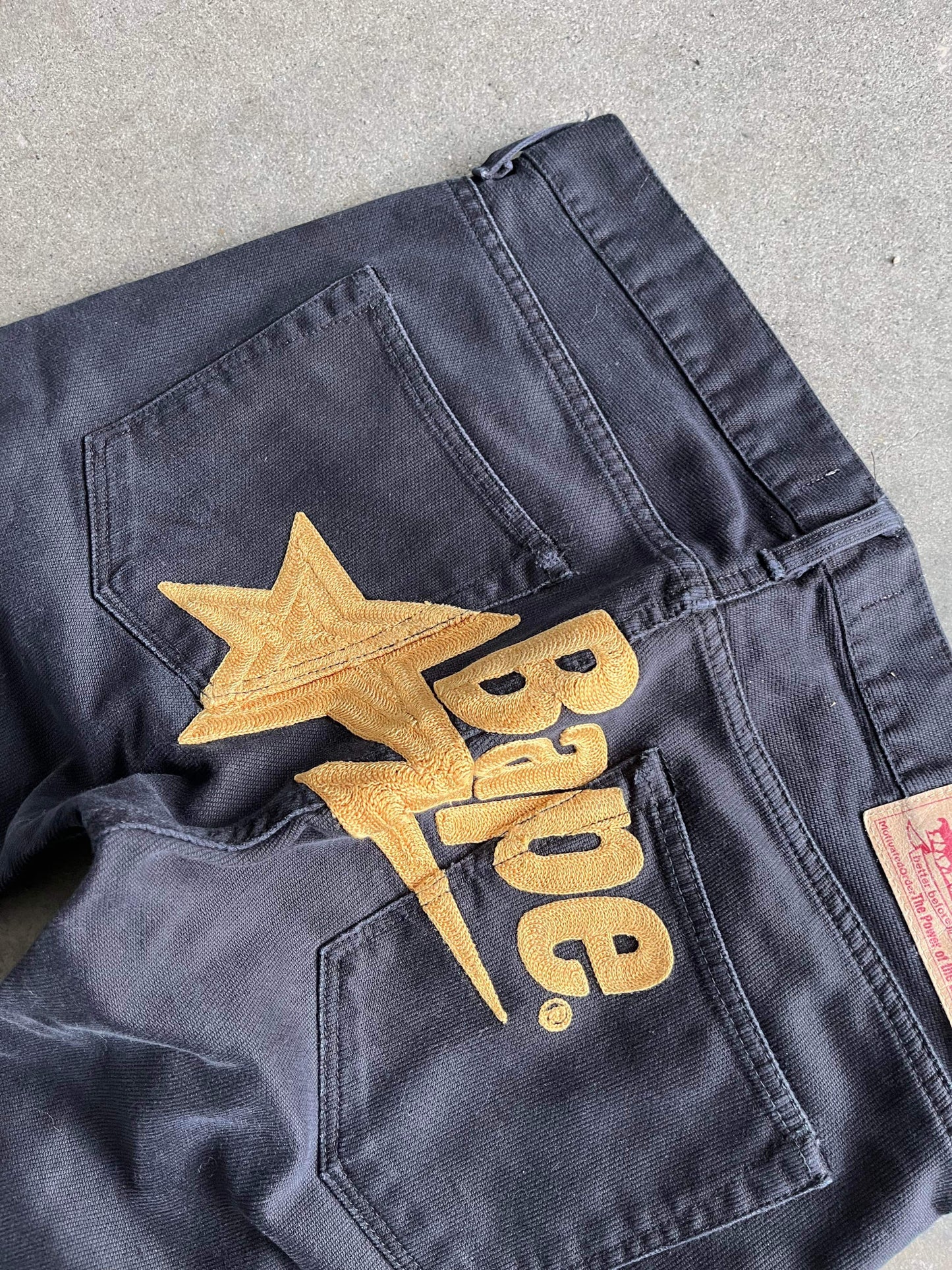 (34”) Black Bapesta Script Jeans