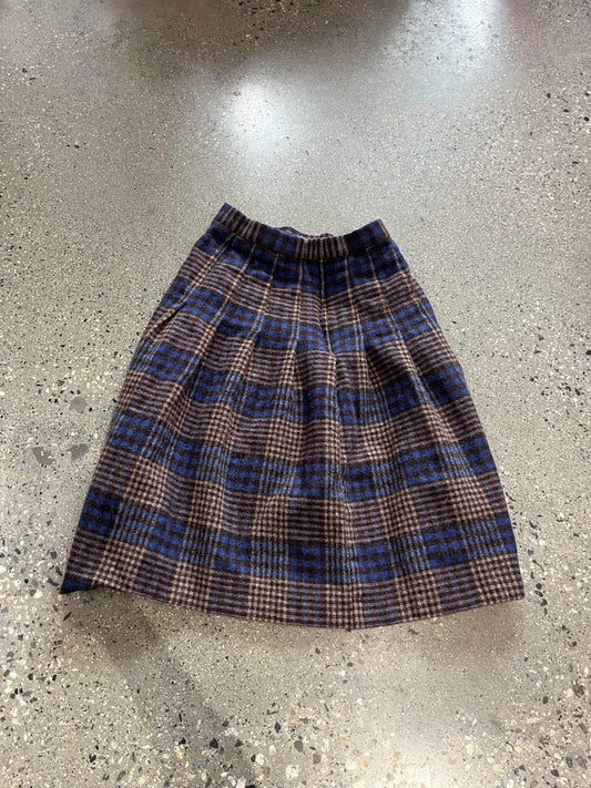 (25”W) Tartan Wool Skirt Made in Japan