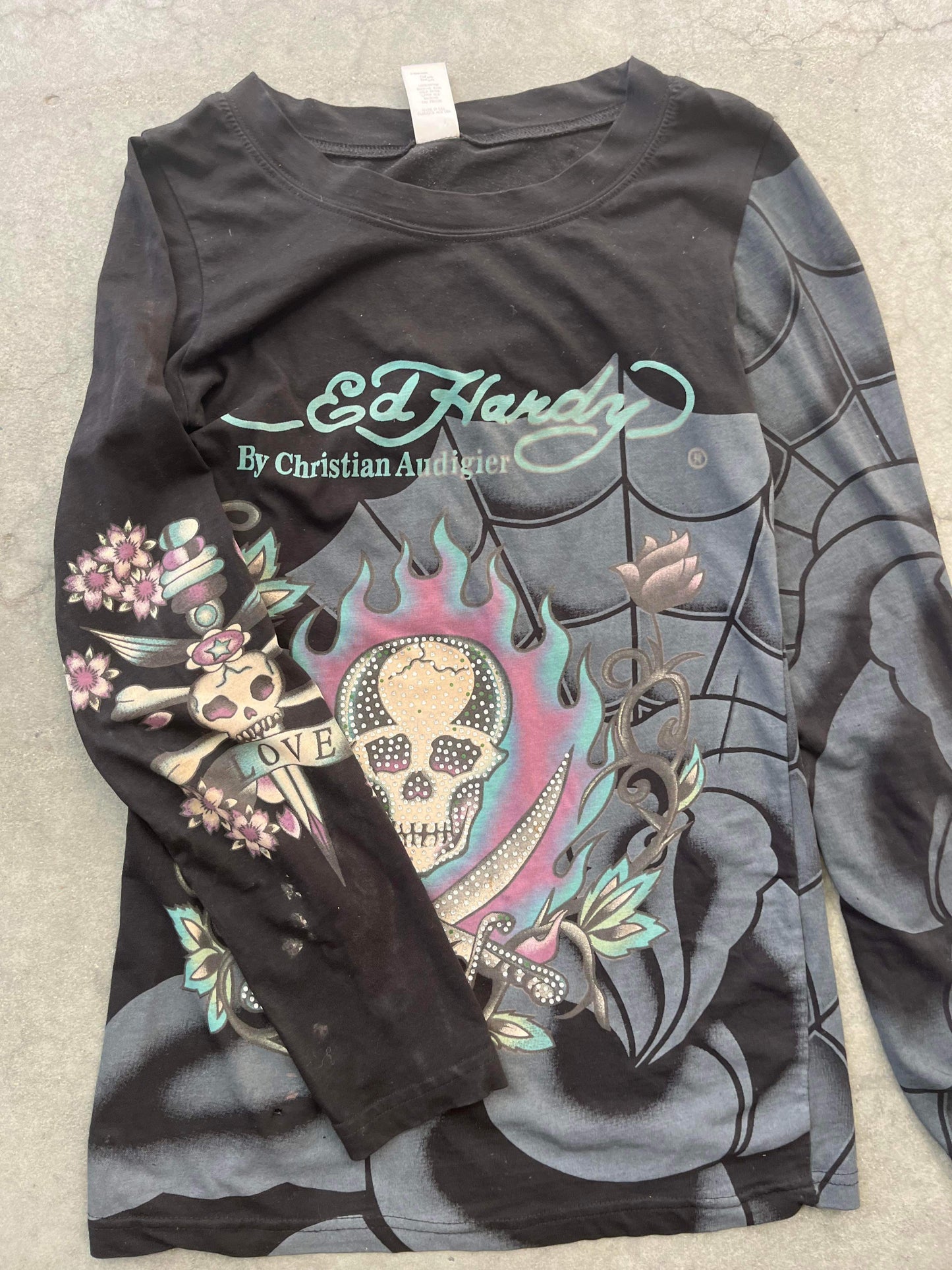 (S/M) Ed Hardy Fish Doublesided LS