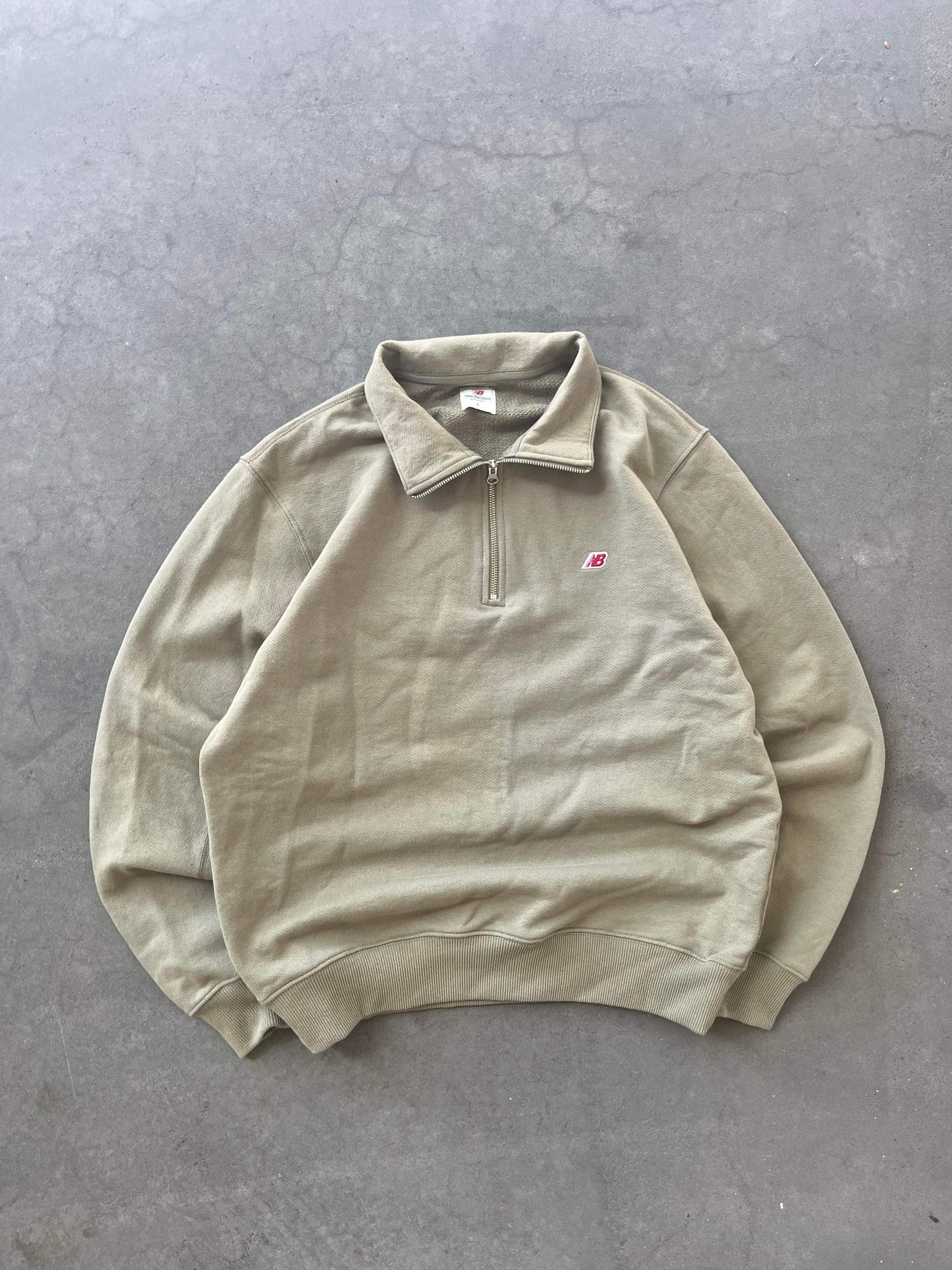 (L/XL) 90’s New Balance Pistachio Q Zip Sweater