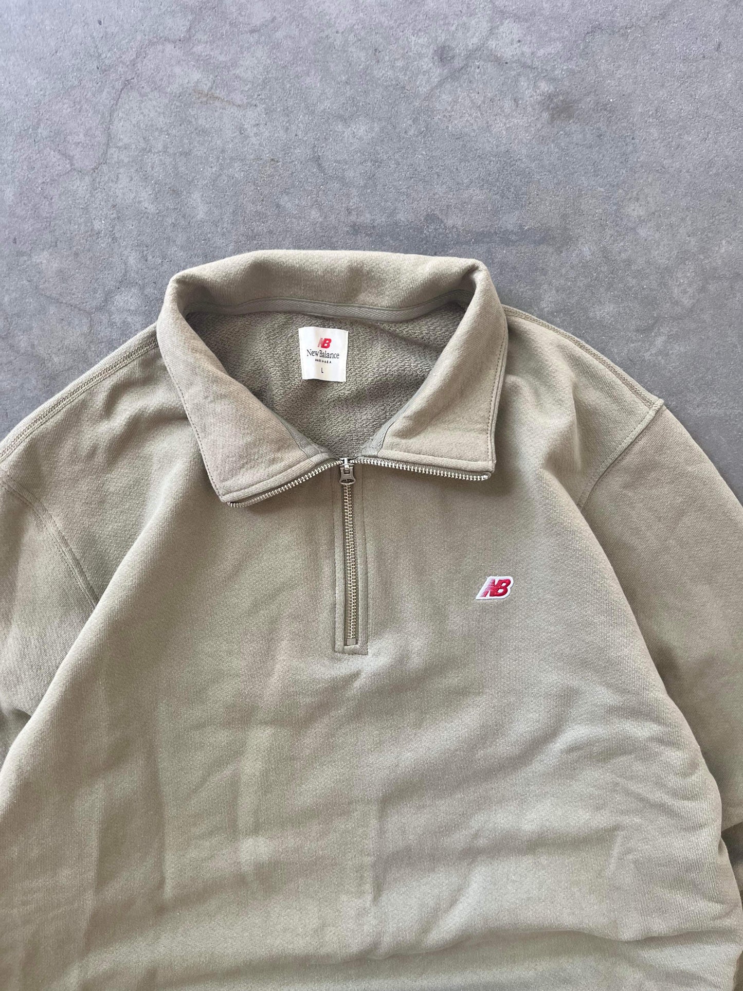 (L/XL) 90’s New Balance Pistachio Q Zip Sweater