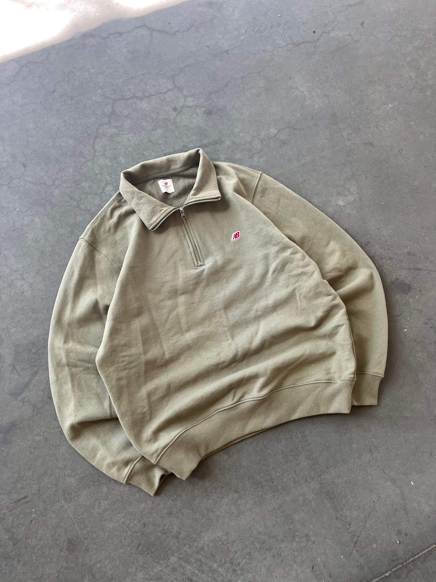 (L/XL) 90’s New Balance Pistachio Q Zip Sweater