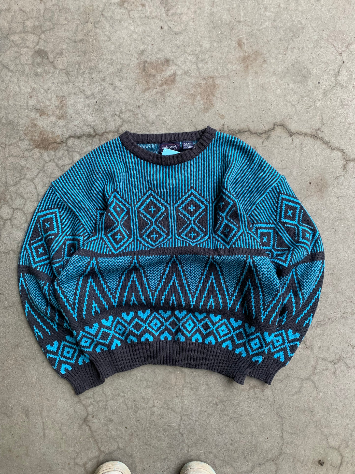 (M) 90’s Patterned Knit Sweater