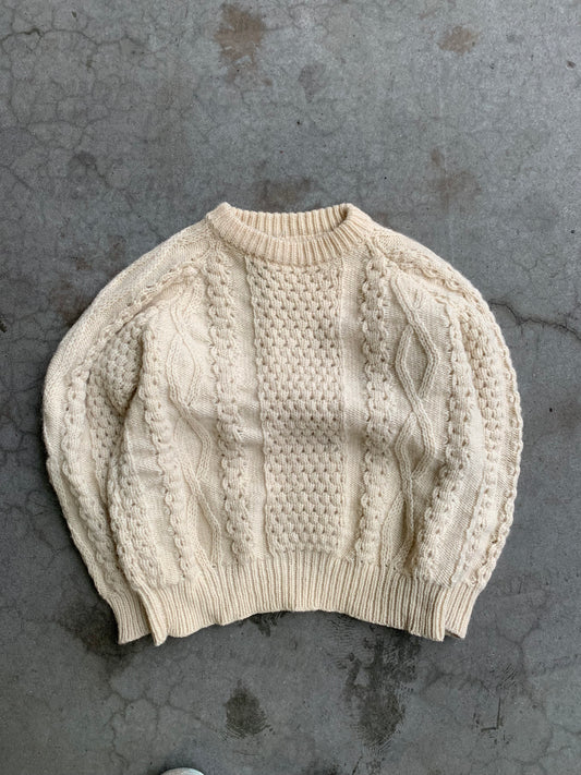 (XS/S) Vintage Cream Cable Knit Sweater