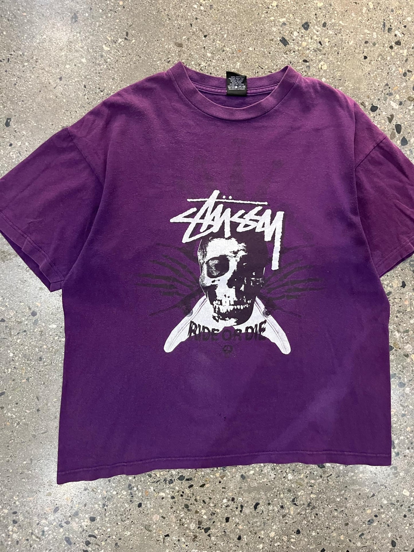 (L/XL) 2000s Stussy Ride or Die Purple Tee