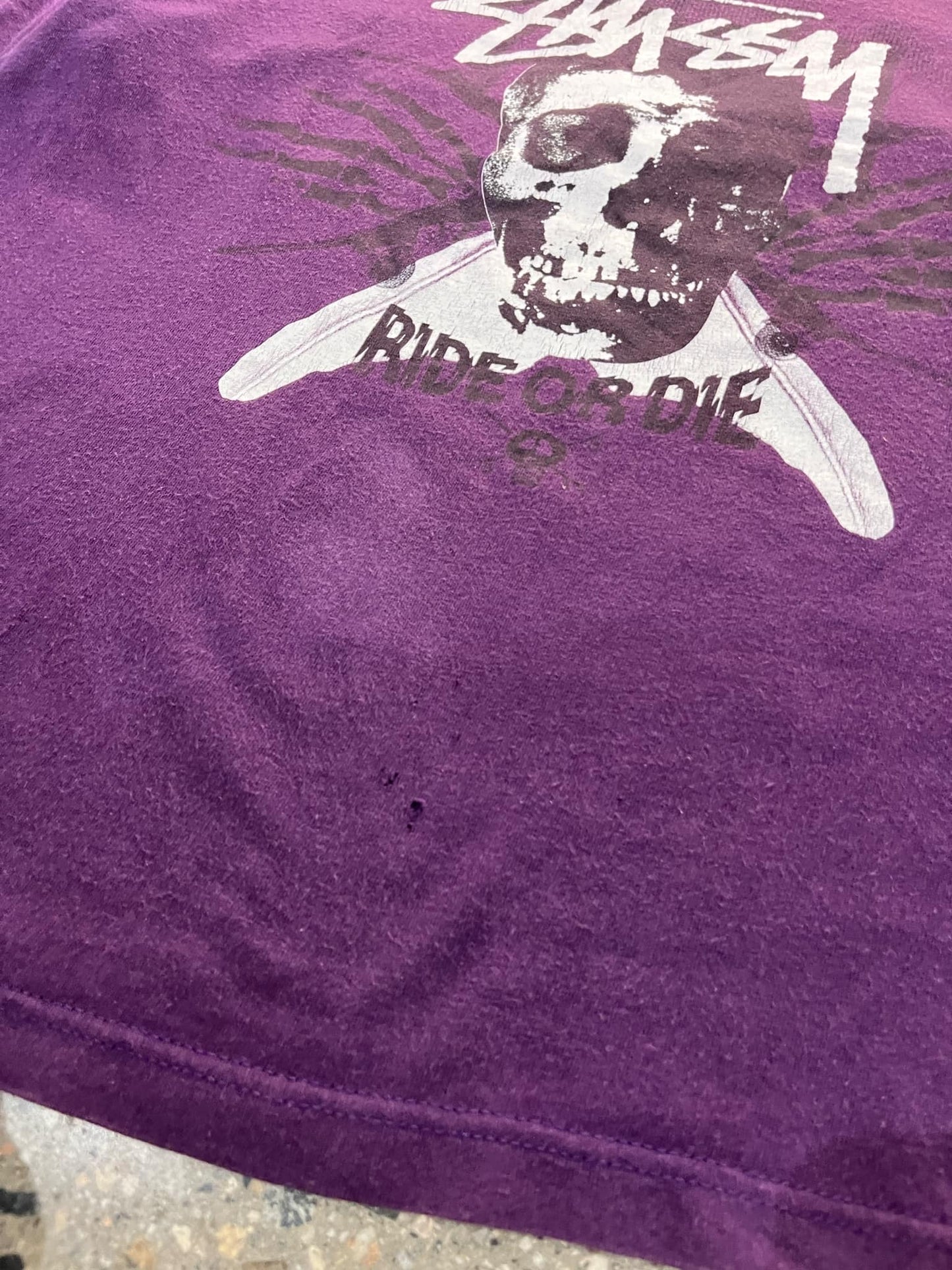 (L/XL) 2000s Stussy Ride or Die Purple Tee