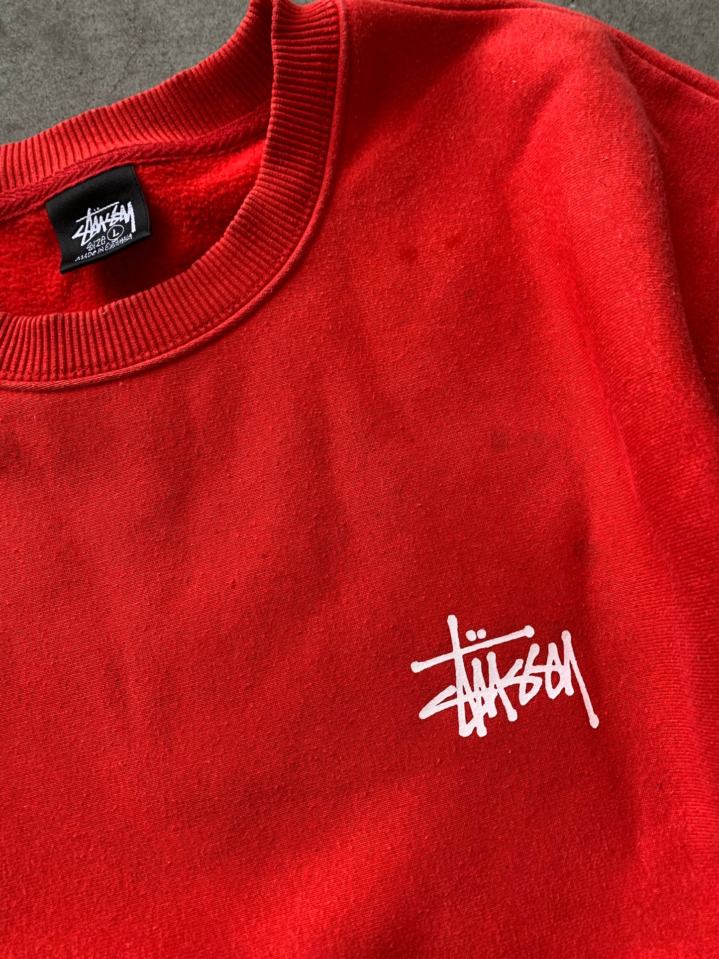 (L/XL) Stussy Strawberry Red Crewneck