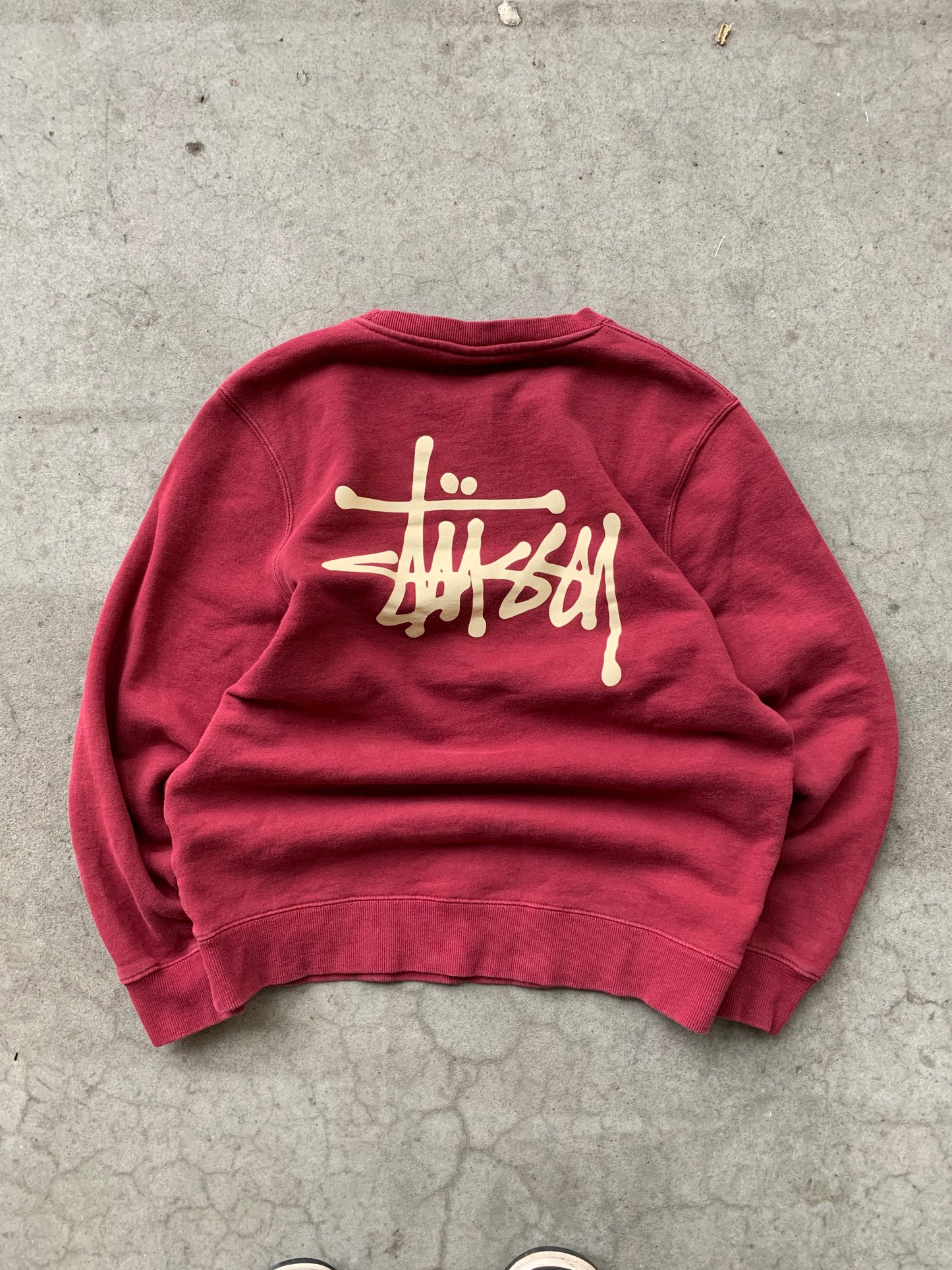 (S) Stussy Deep Red Script Crewneck