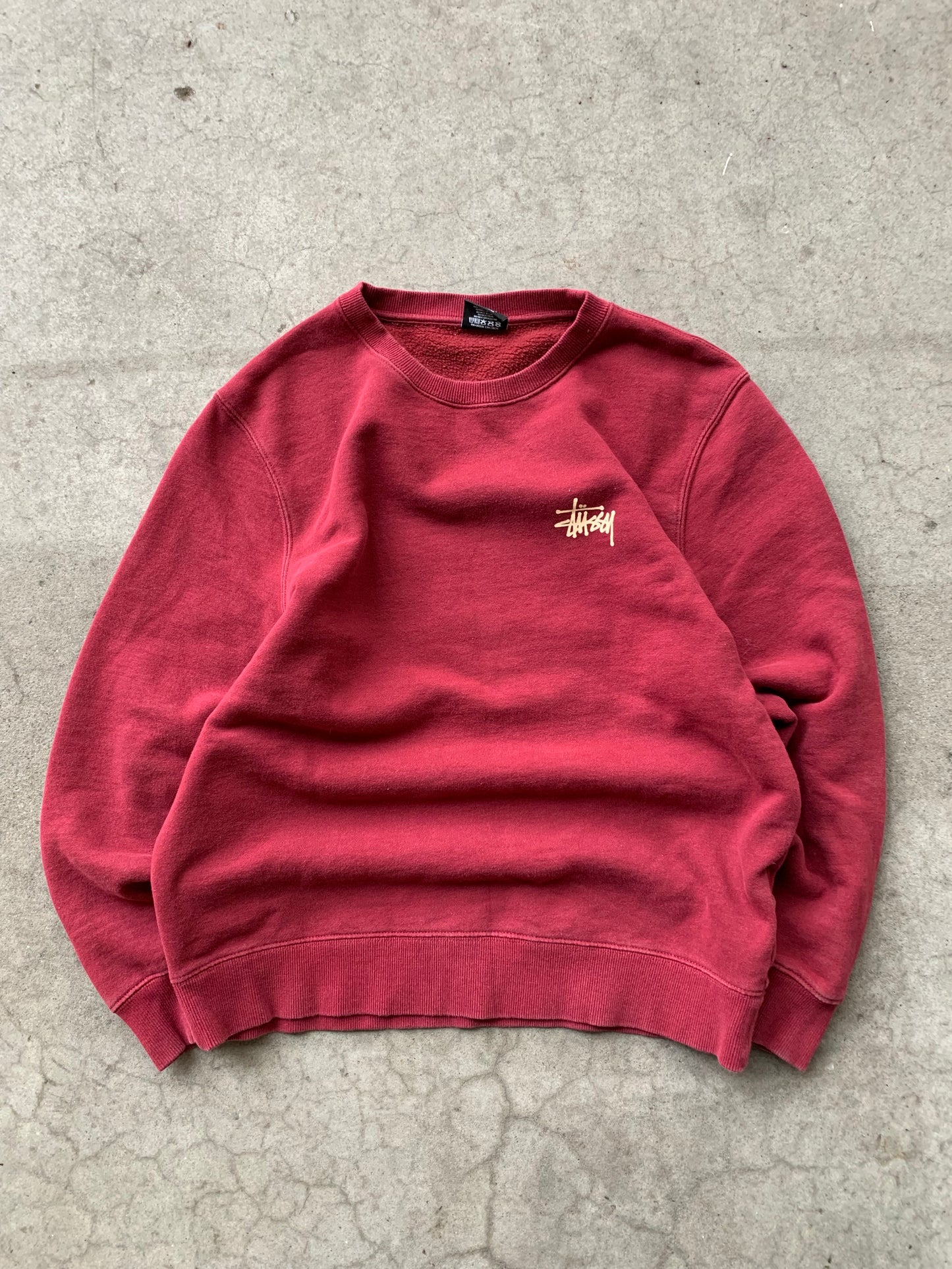 (S) Stussy Deep Red Script Crewneck