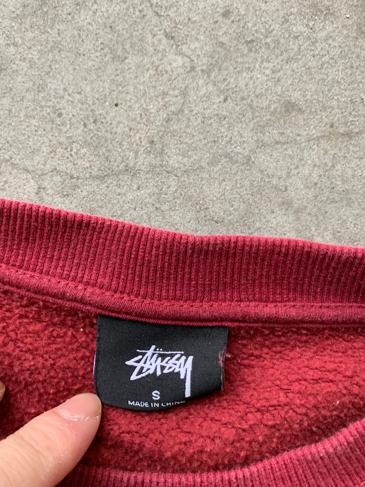 (S) Stussy Deep Red Script Crewneck