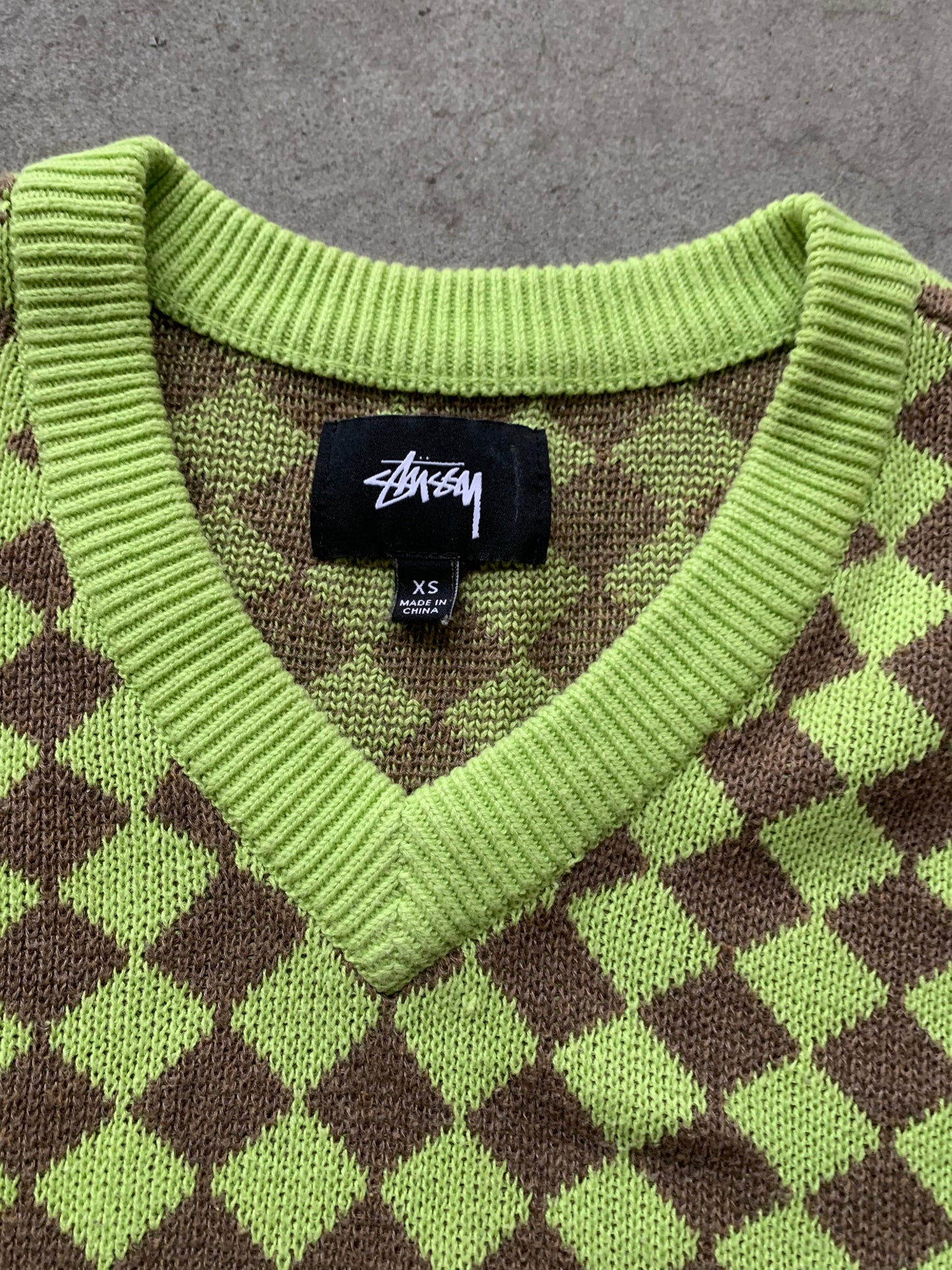 (XS) Stussy Checkered Sweater Vest