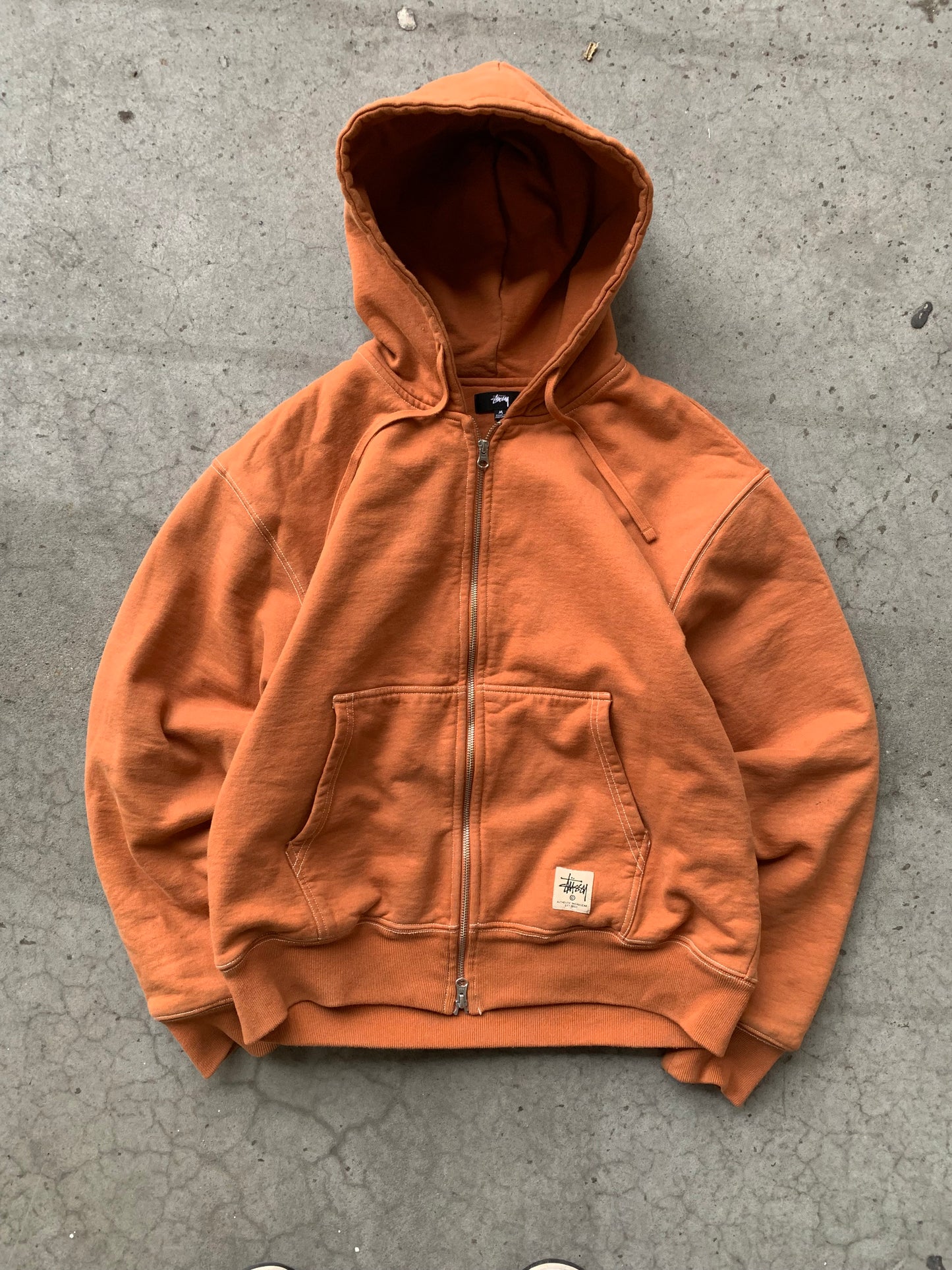 (M/L) Stussy Burnt Orange Zip Up Workwear Hoodie