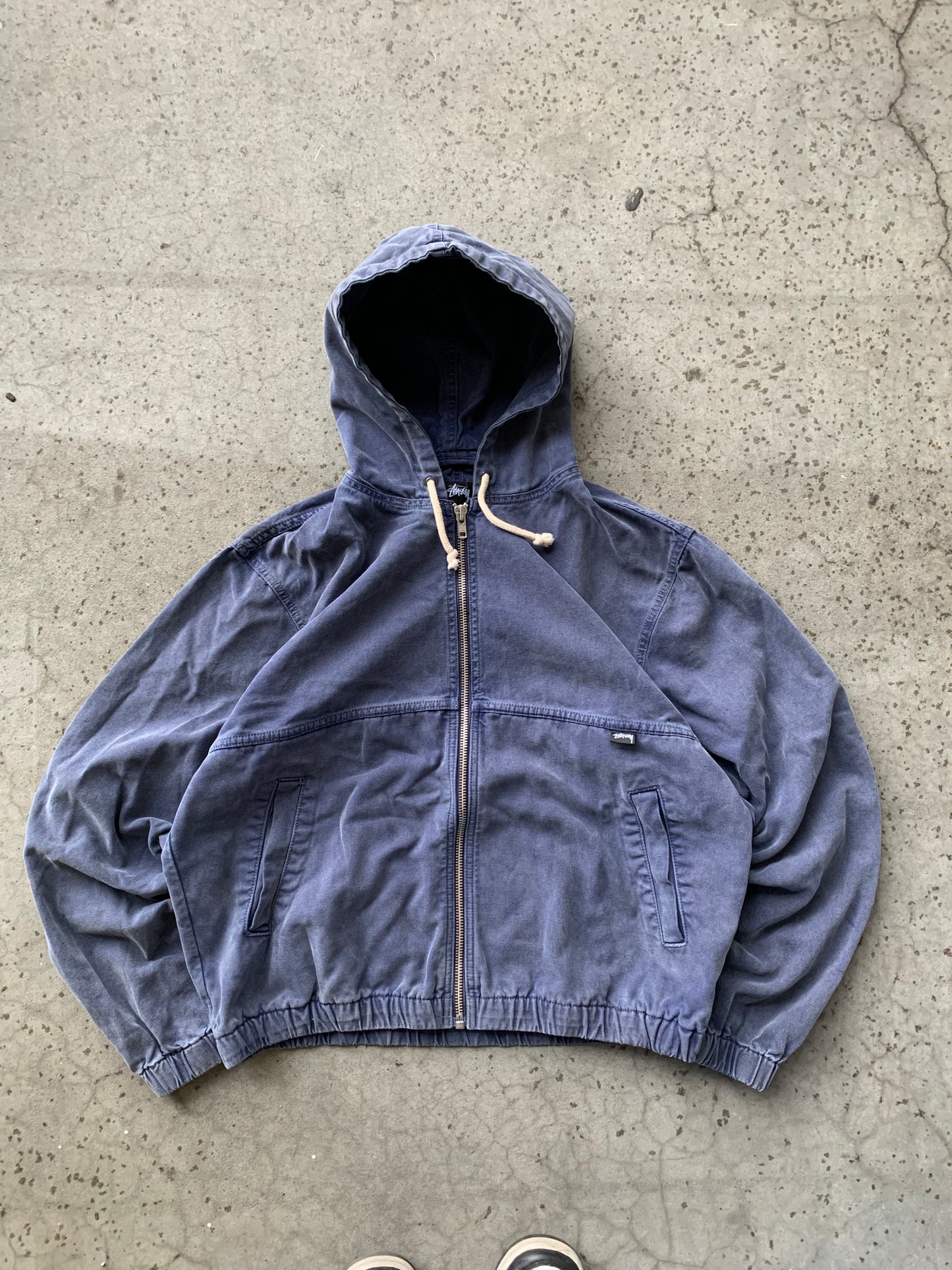 (M/L) Sunfaded Stussy Workwear Hooded Jacket