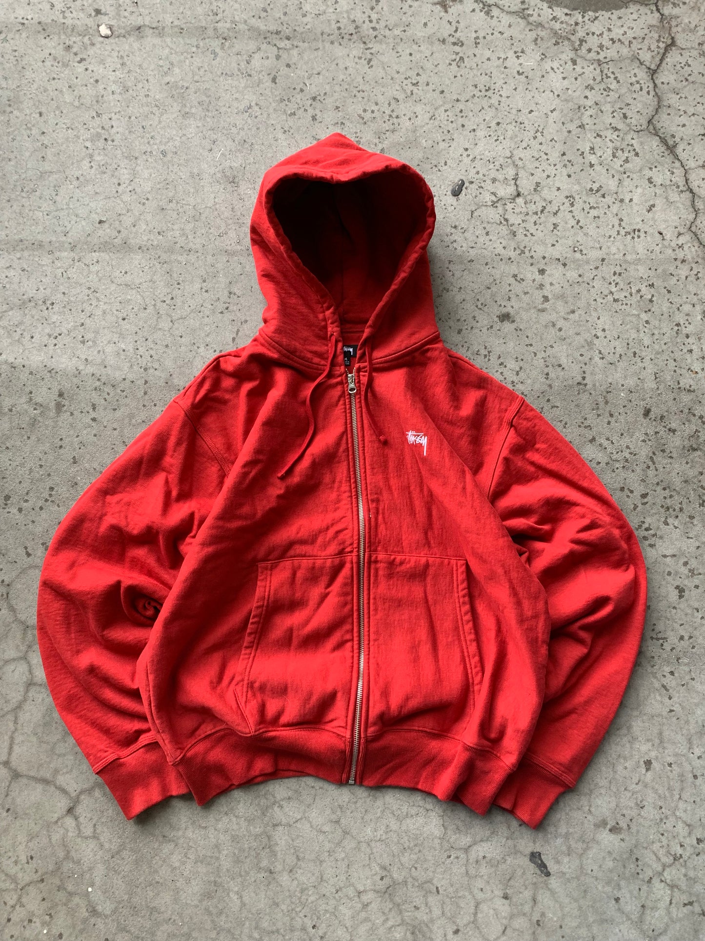 (M) Stussy Red Thick Zip Up