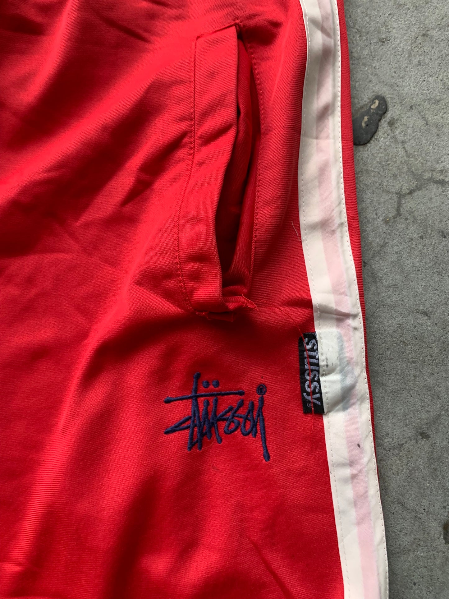 (L) 90’s Baggy Stussy Red Track Pant