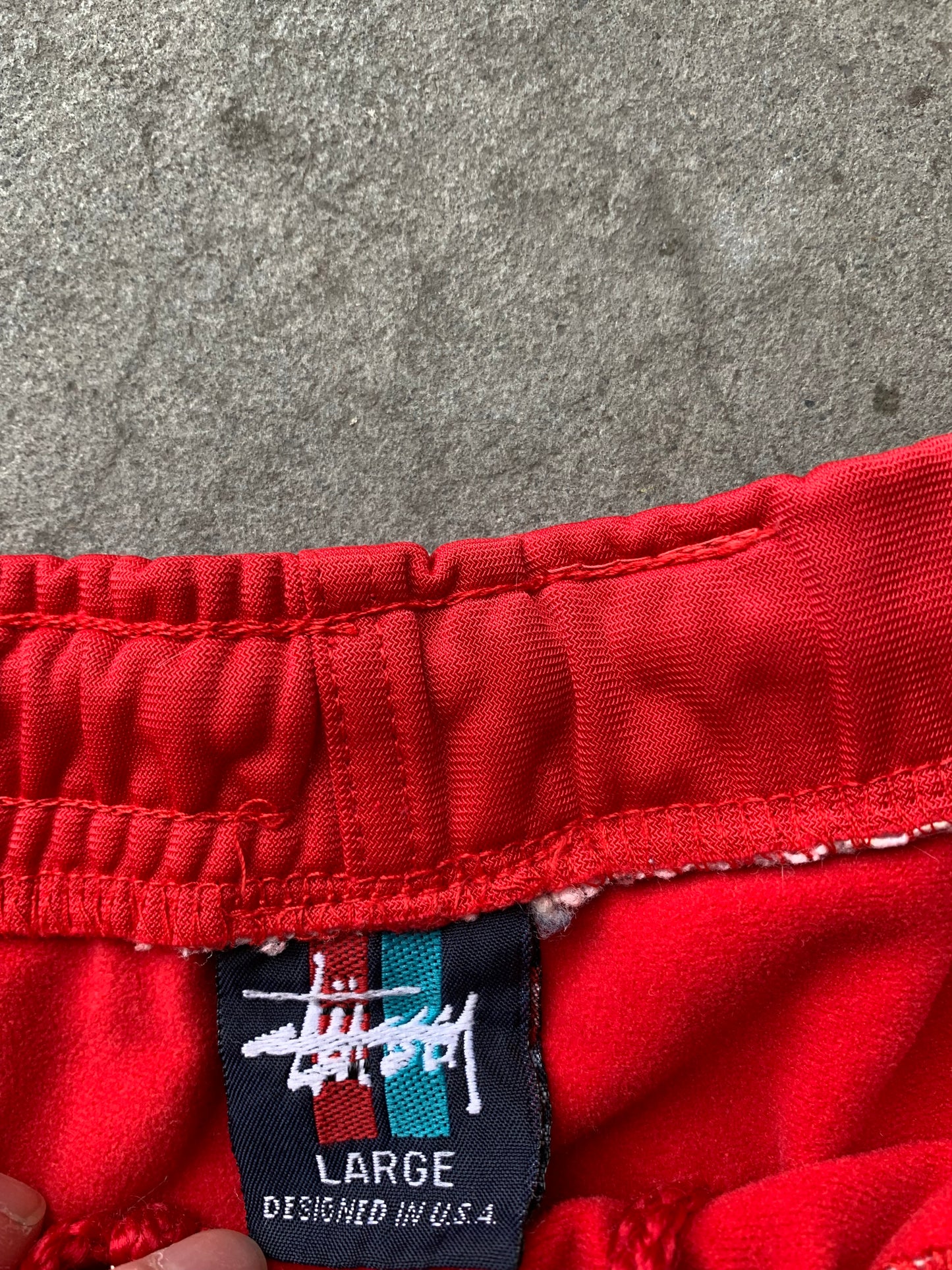 (L) 90’s Baggy Stussy Red Track Pant