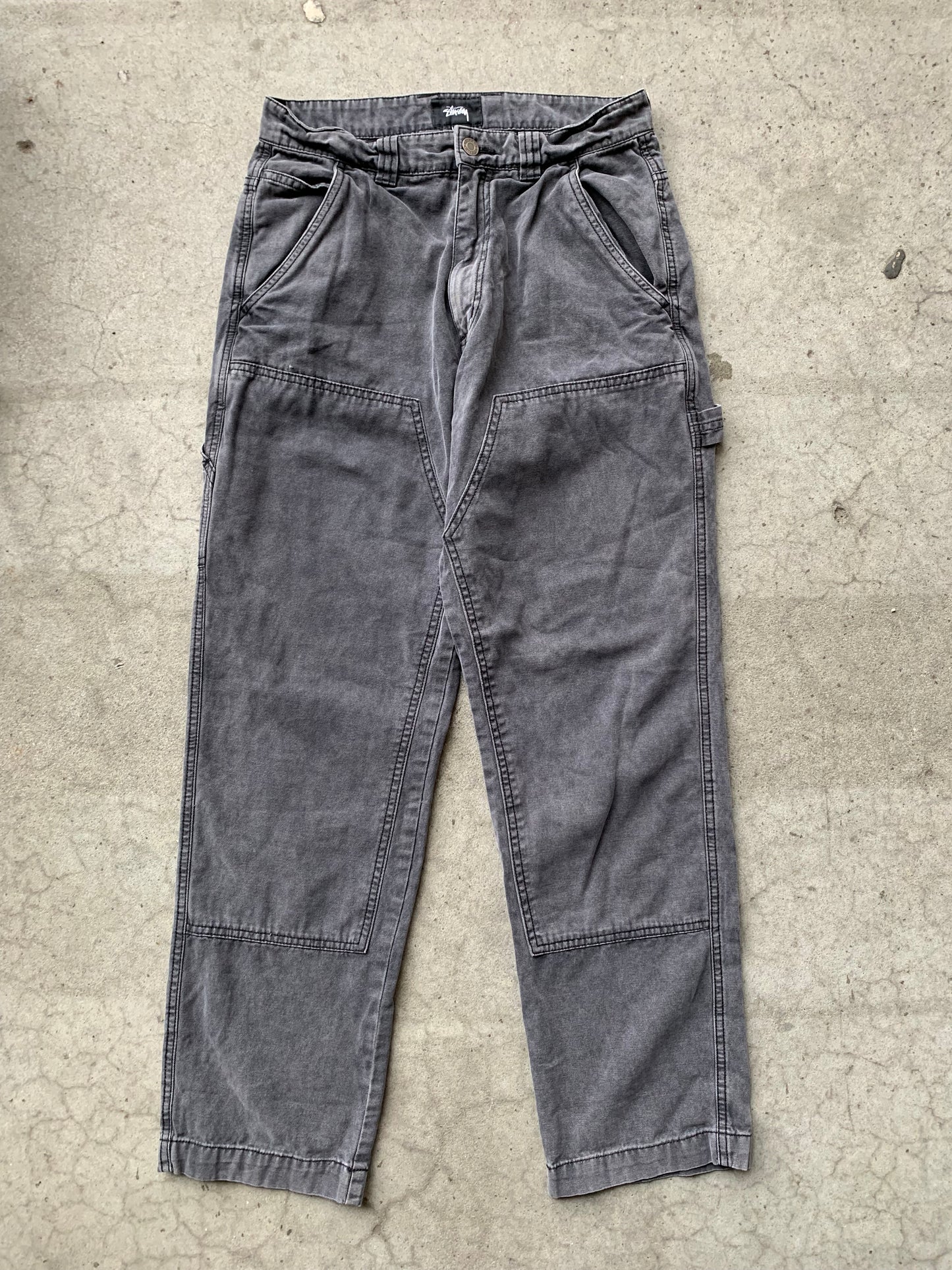 (28”) Stussy Grey Doubleknee Carpenters