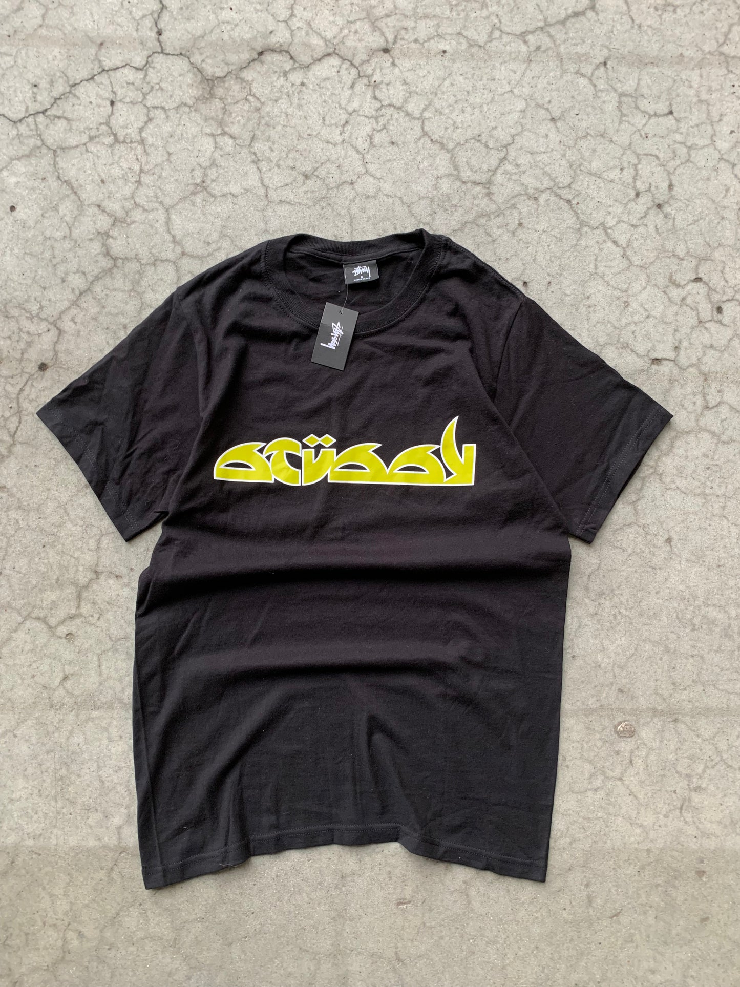 (S/M) Stussy Yellow Script Tee BNWT