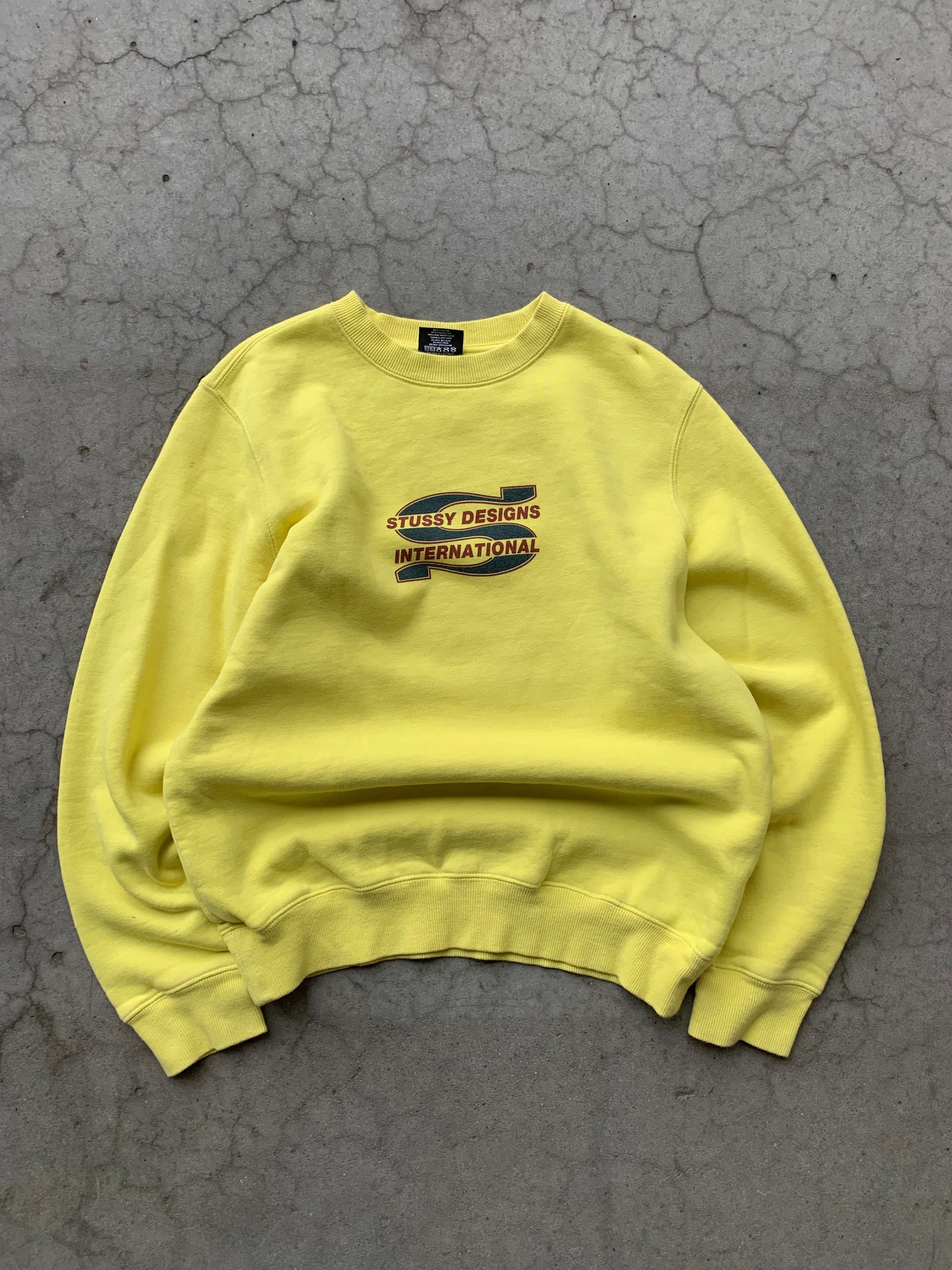 (XS) Stussy Design International Yellow Crewneck