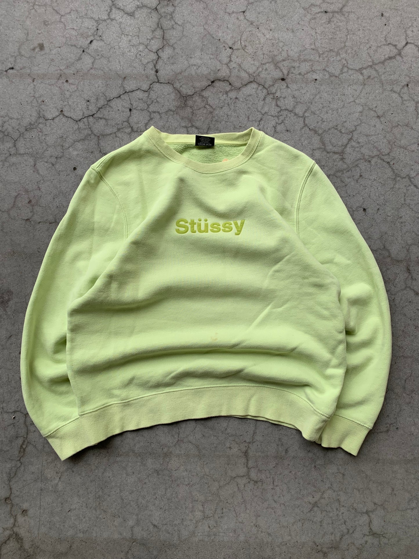 (S) Stussy Green Krema Script Crewneck