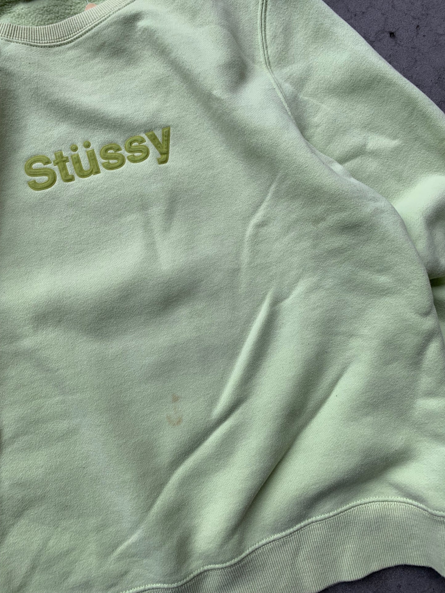 (S) Stussy Green Krema Script Crewneck