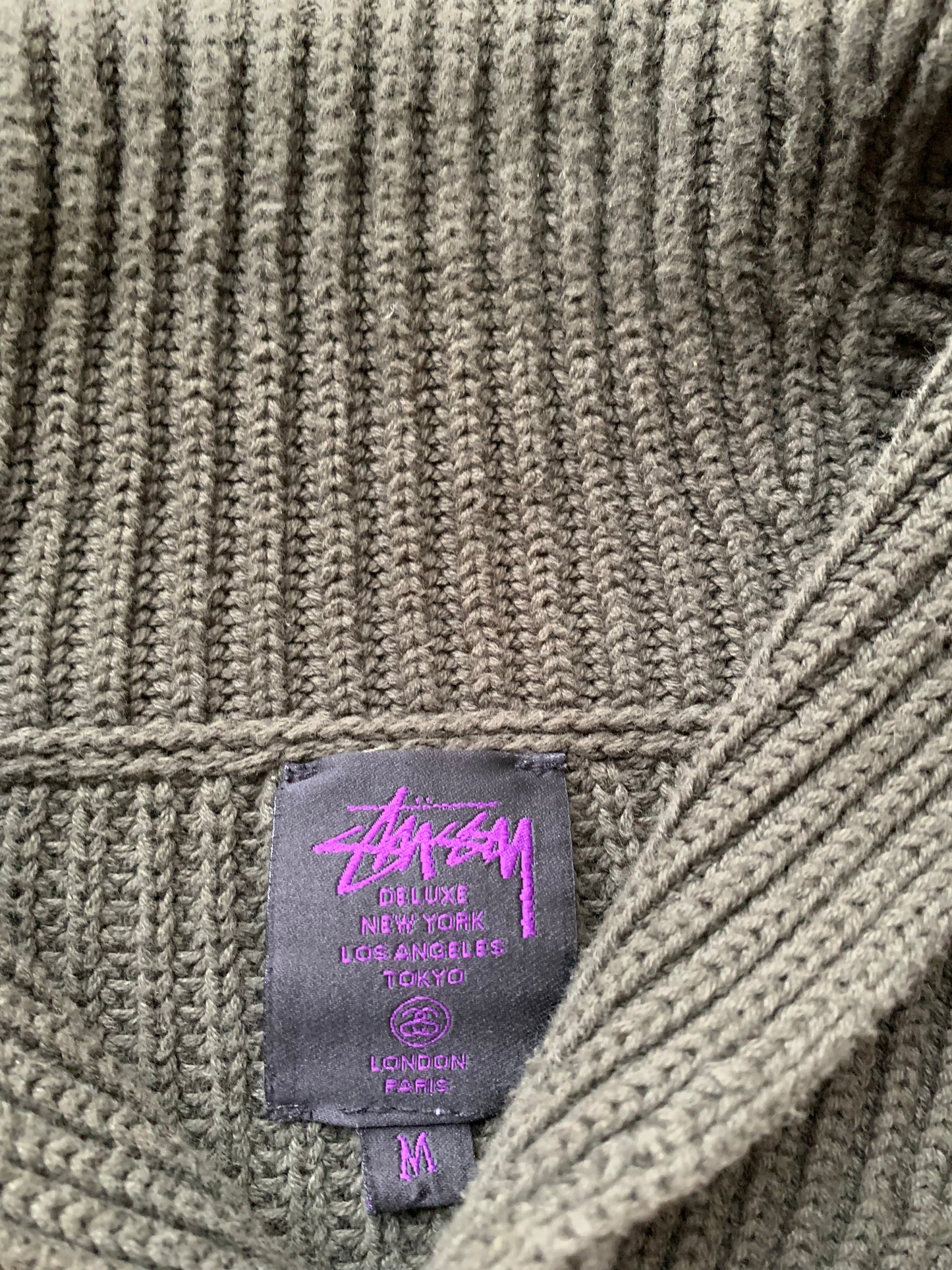 (M) Stussy Green Ribbed Sweater