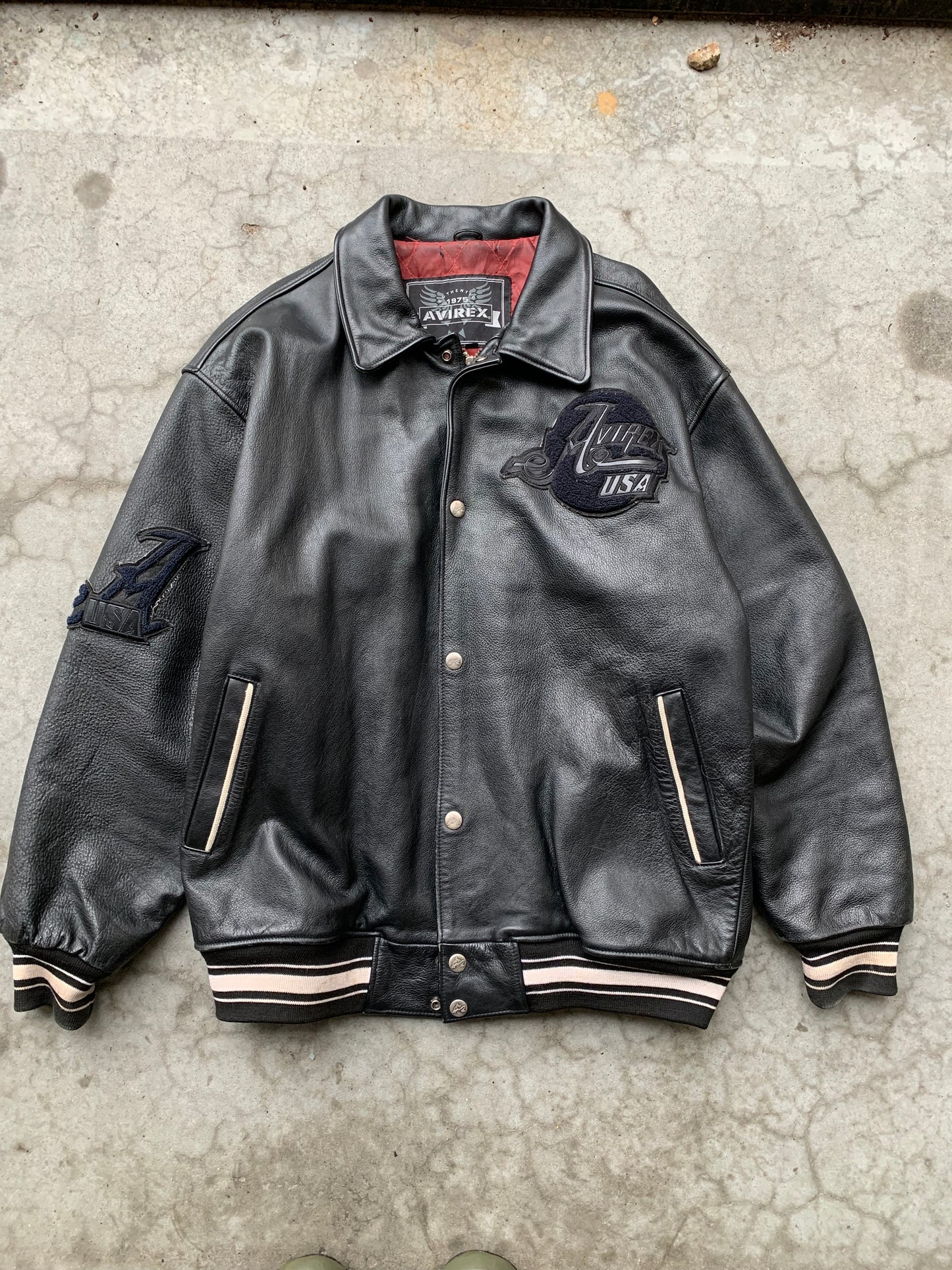 (3X) Vintage Avirex Leather Varsity