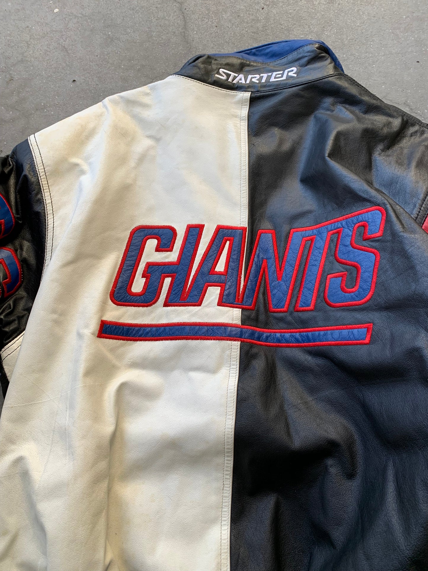 (M/L) 90’s Starter NFL NY Giants Leather Jkt