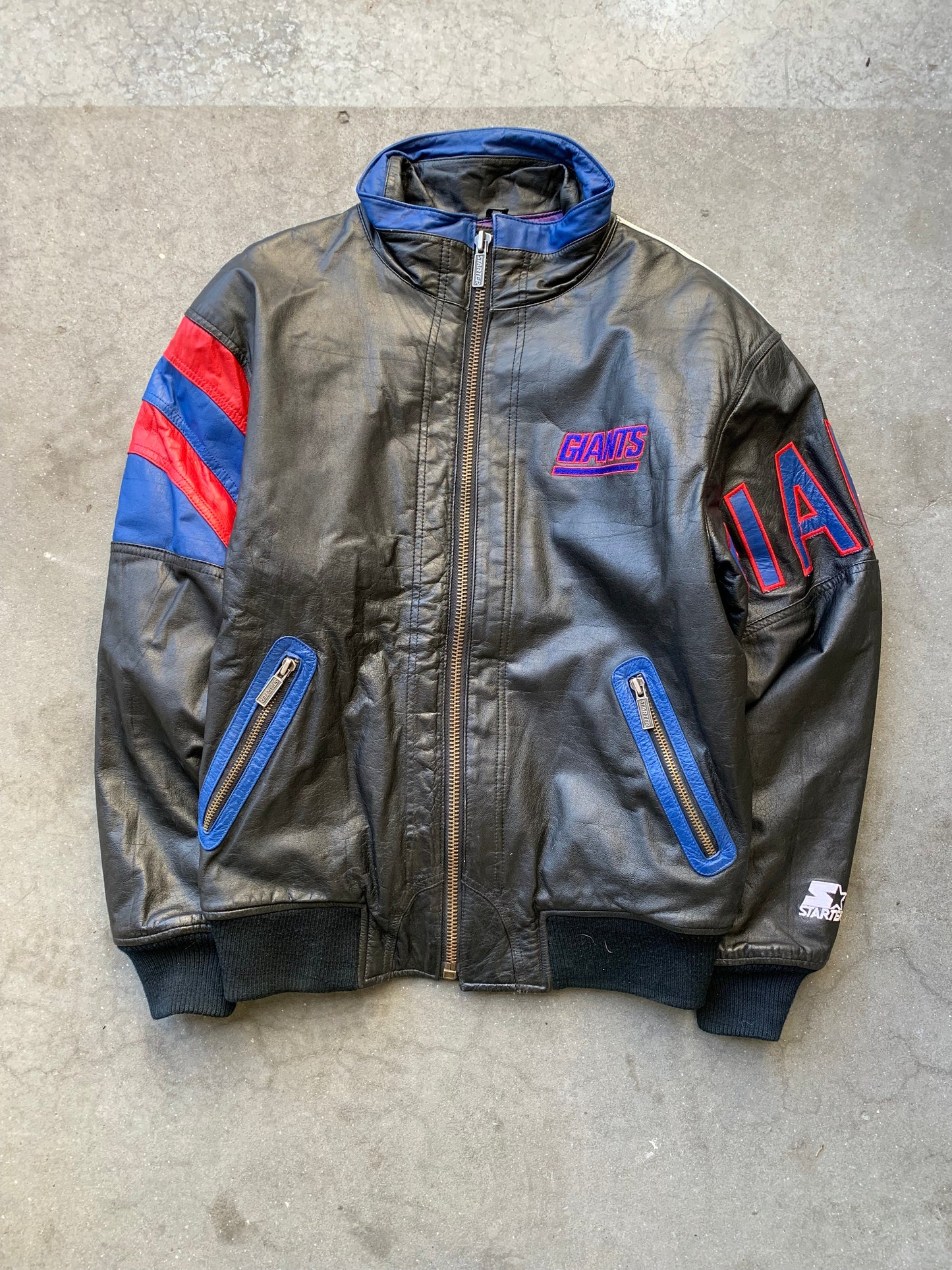 (M/L) 90’s Starter NFL NY Giants Leather Jkt