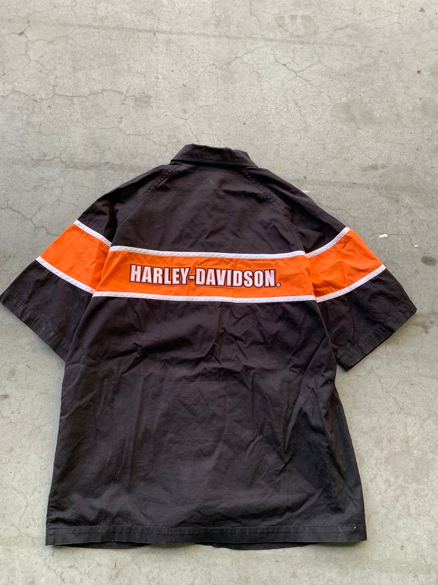 (L/XL) Harley Davidson Mechanic Button Up Tee