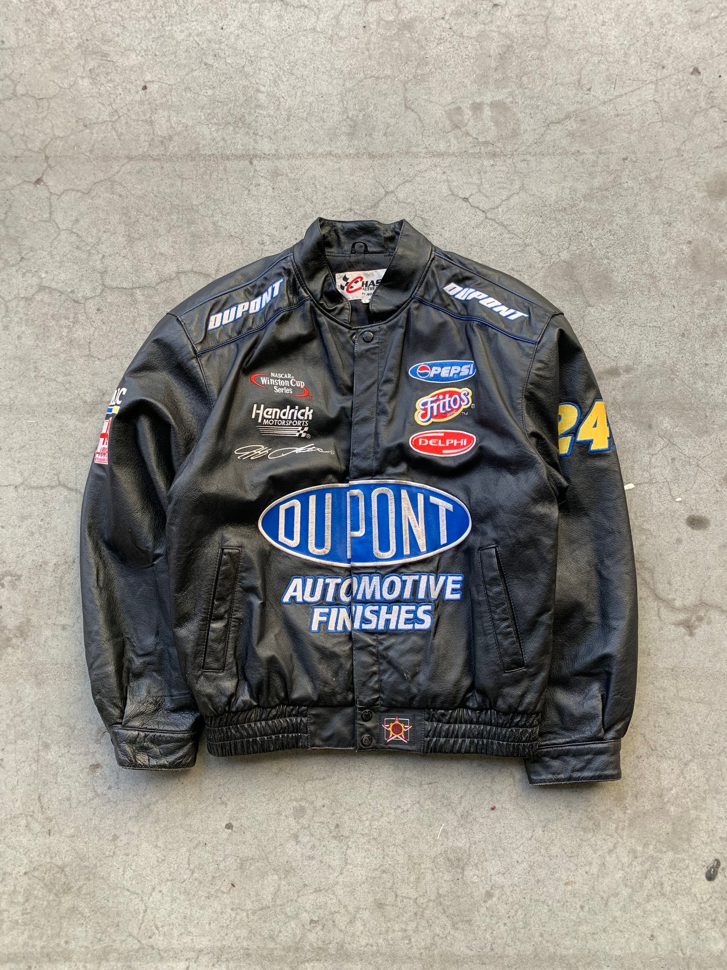 (L) 90’s Full Leather DuPont Racing Jacket – BALDYLOX VINTAGE