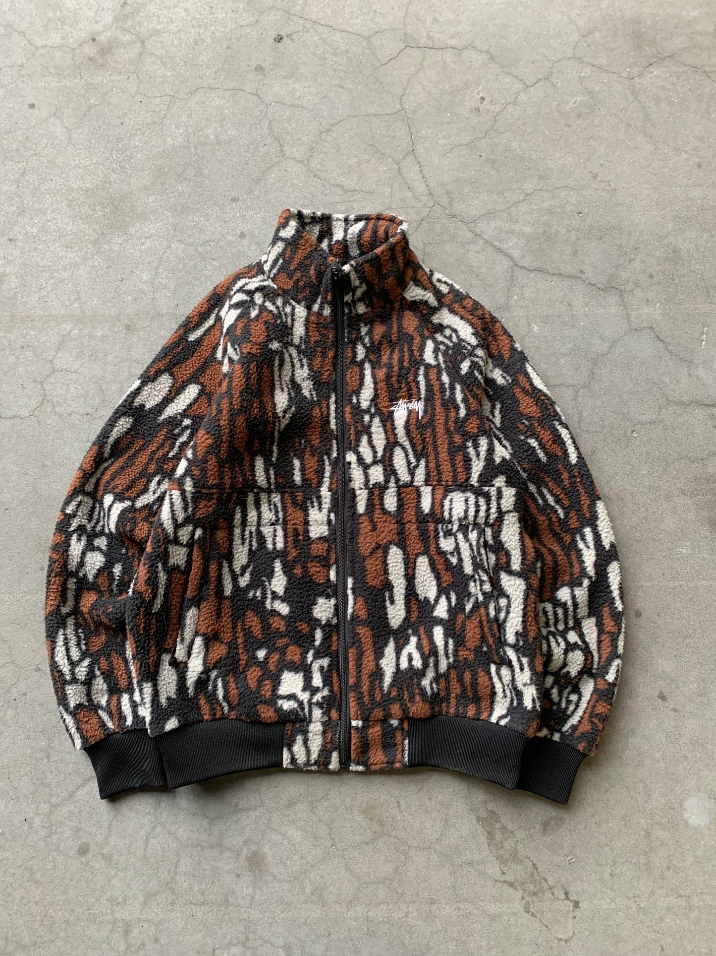 (S/M) Stussy Tree Bark Fleece