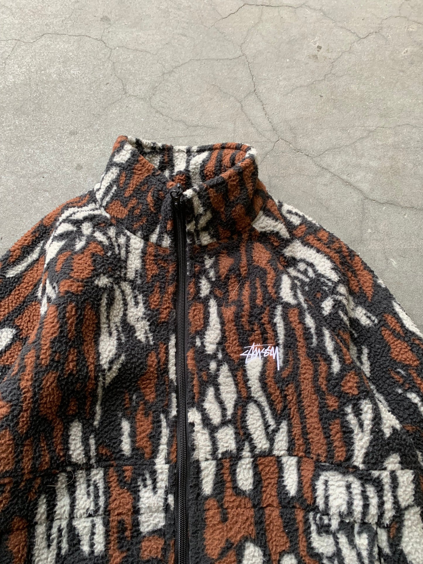 (S/M) Stussy Tree Bark Fleece