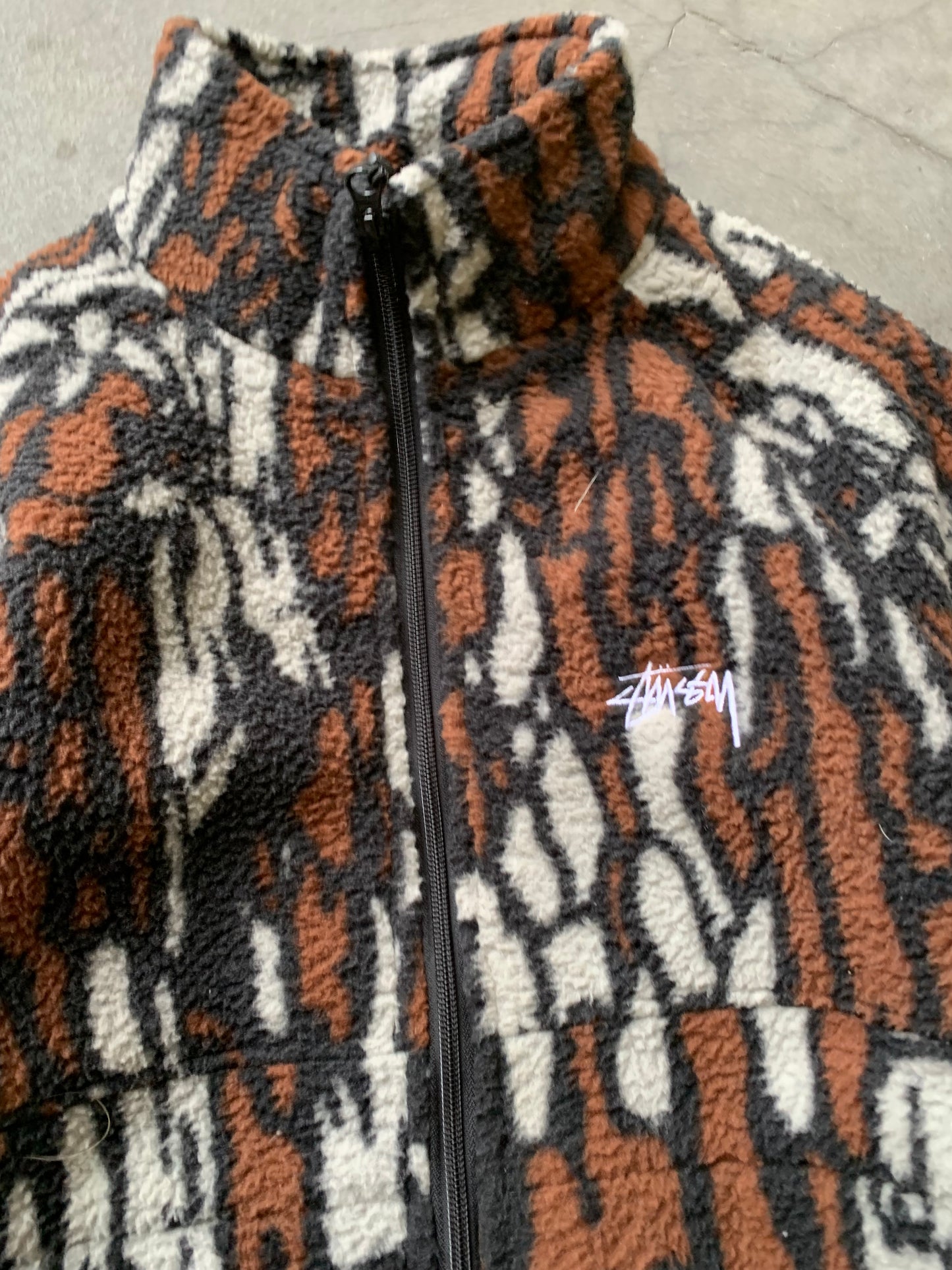 (S/M) Stussy Tree Bark Fleece