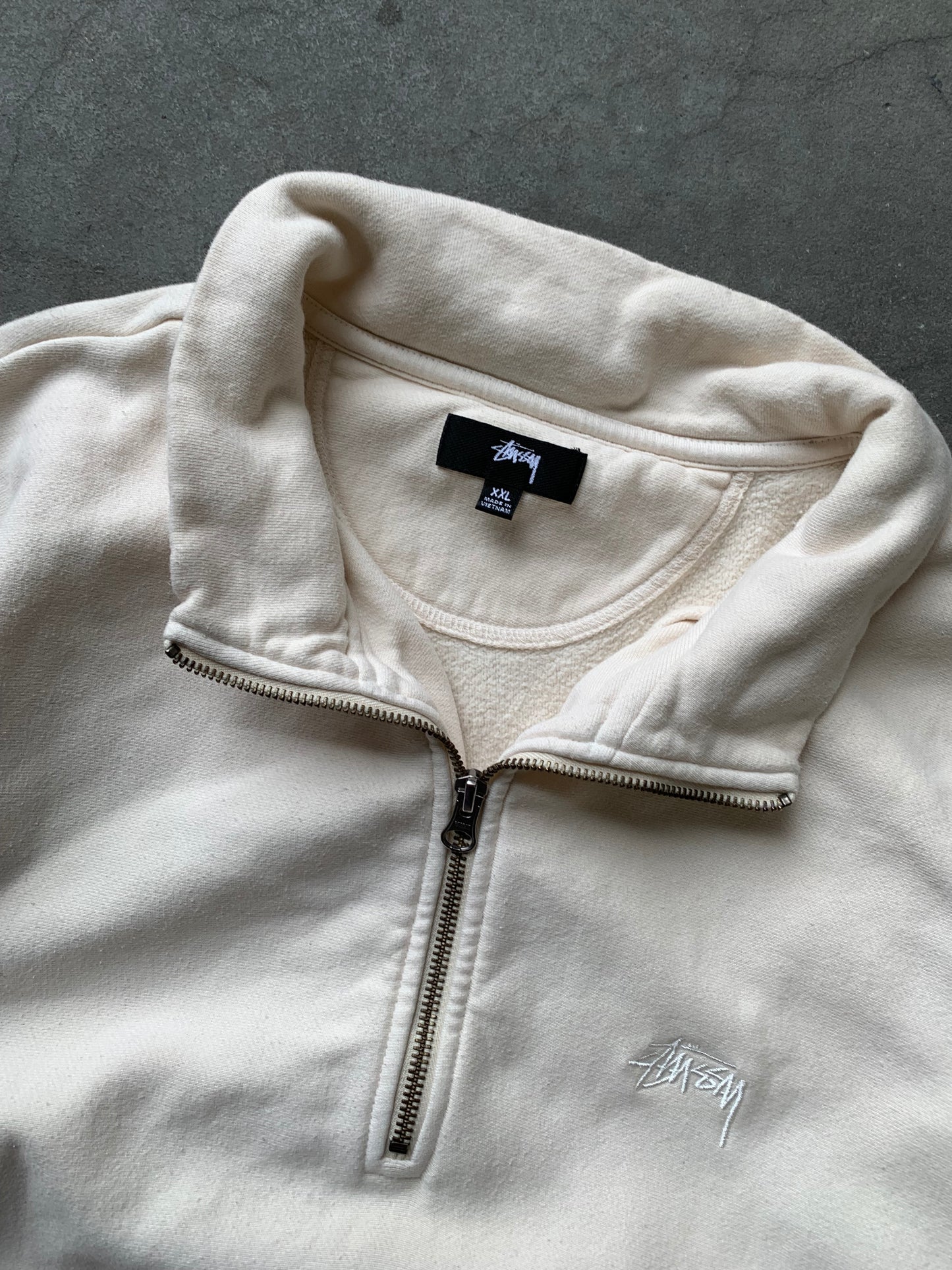 (2X) Stussy Cream Quarter Zip