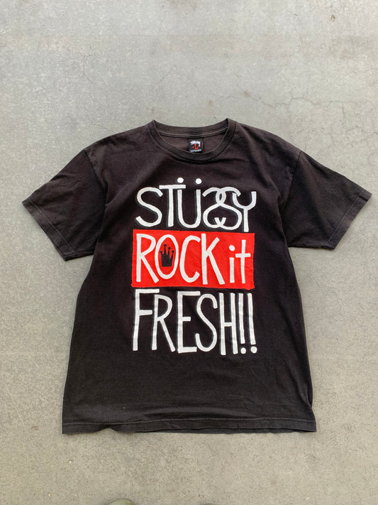 (L) Early 2000s Stussy Rock It Fresh Tee