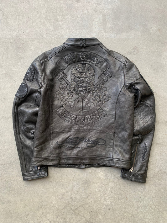 (S/M) Ed Hardy Leather Moto Jacket
