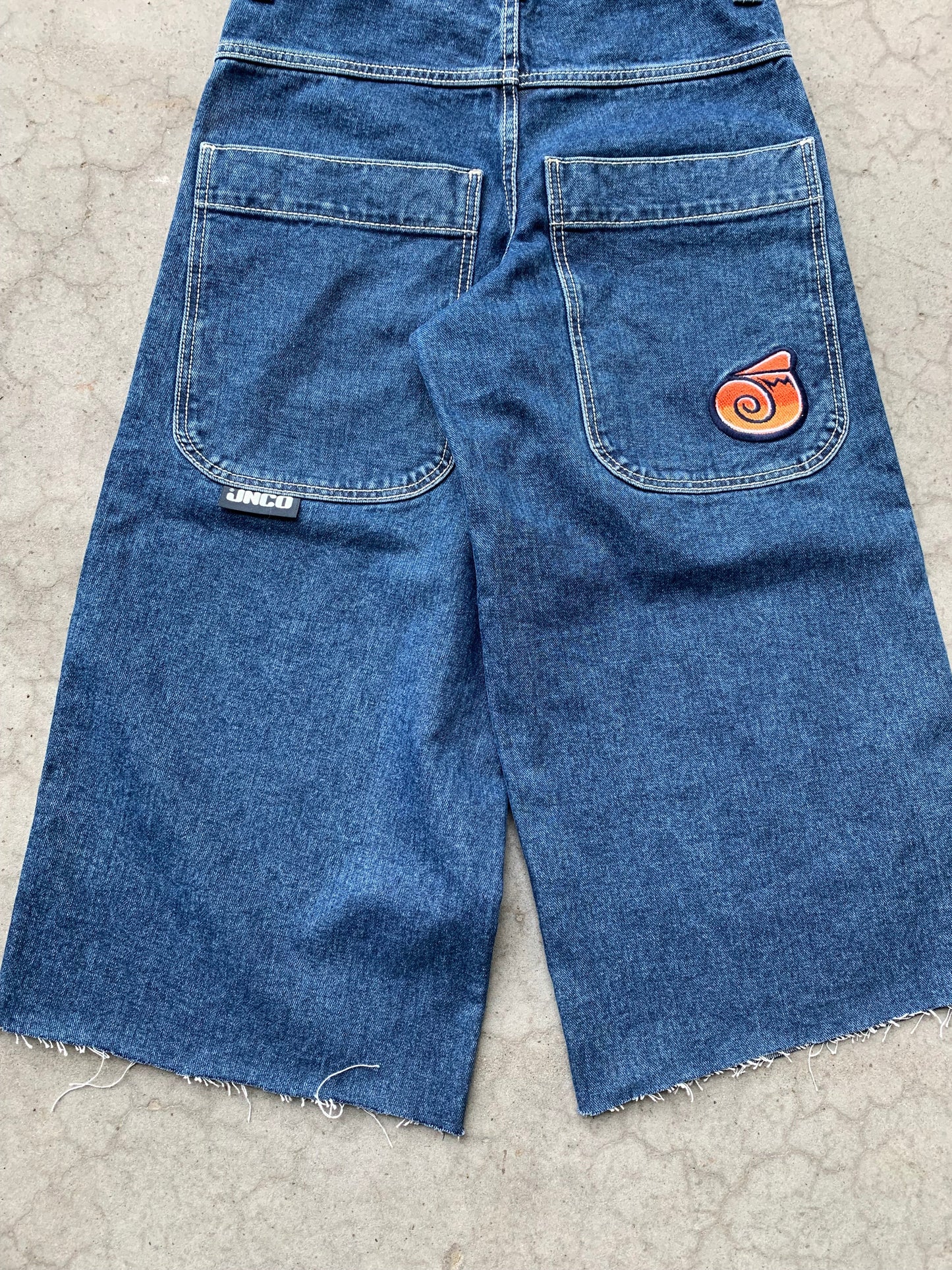 (28”) JNCO Baggy Twin Cannon Cut off Denim