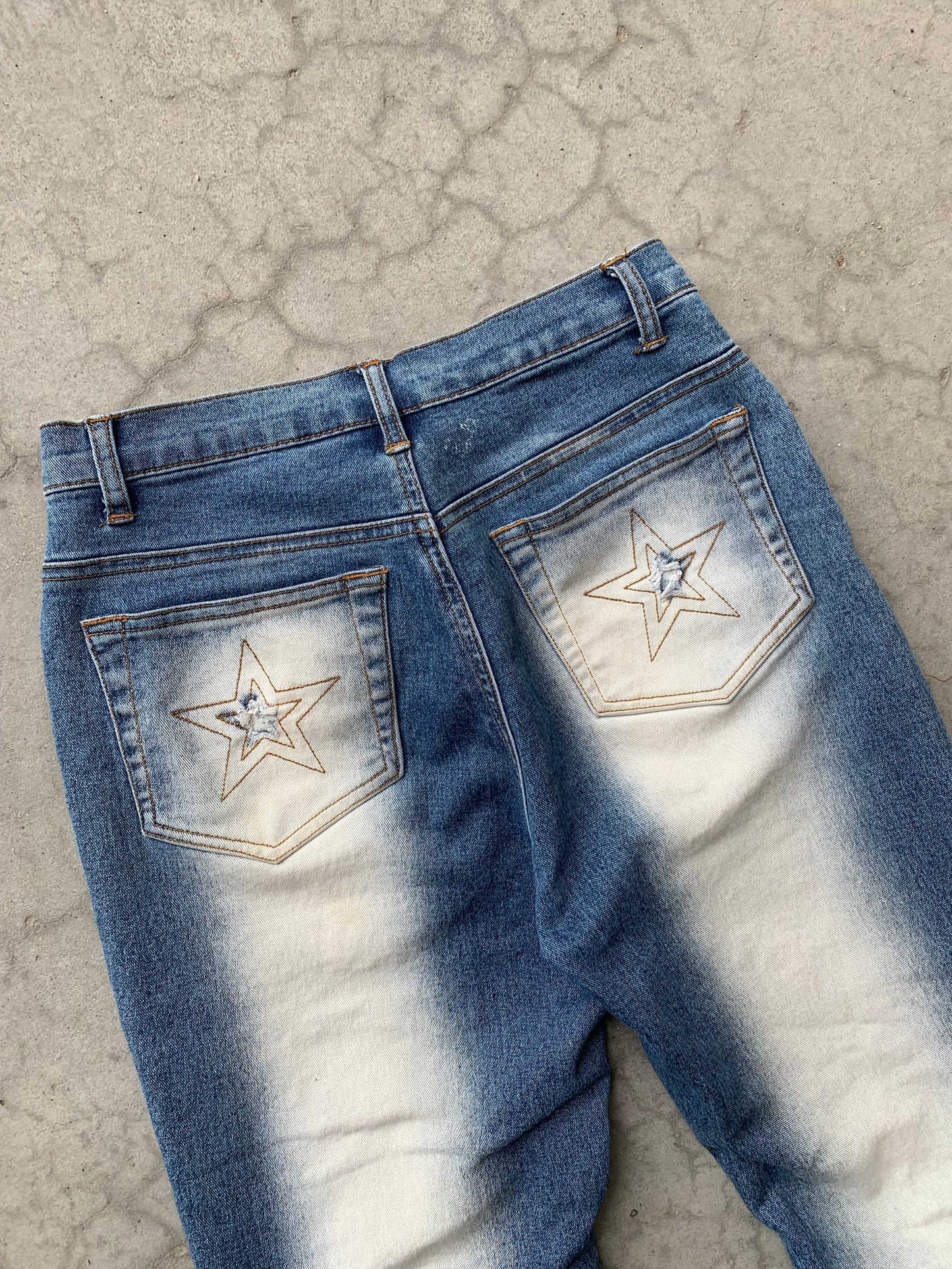 (26”) Y2K 725 Original Star Distressed Sunfaded Flares