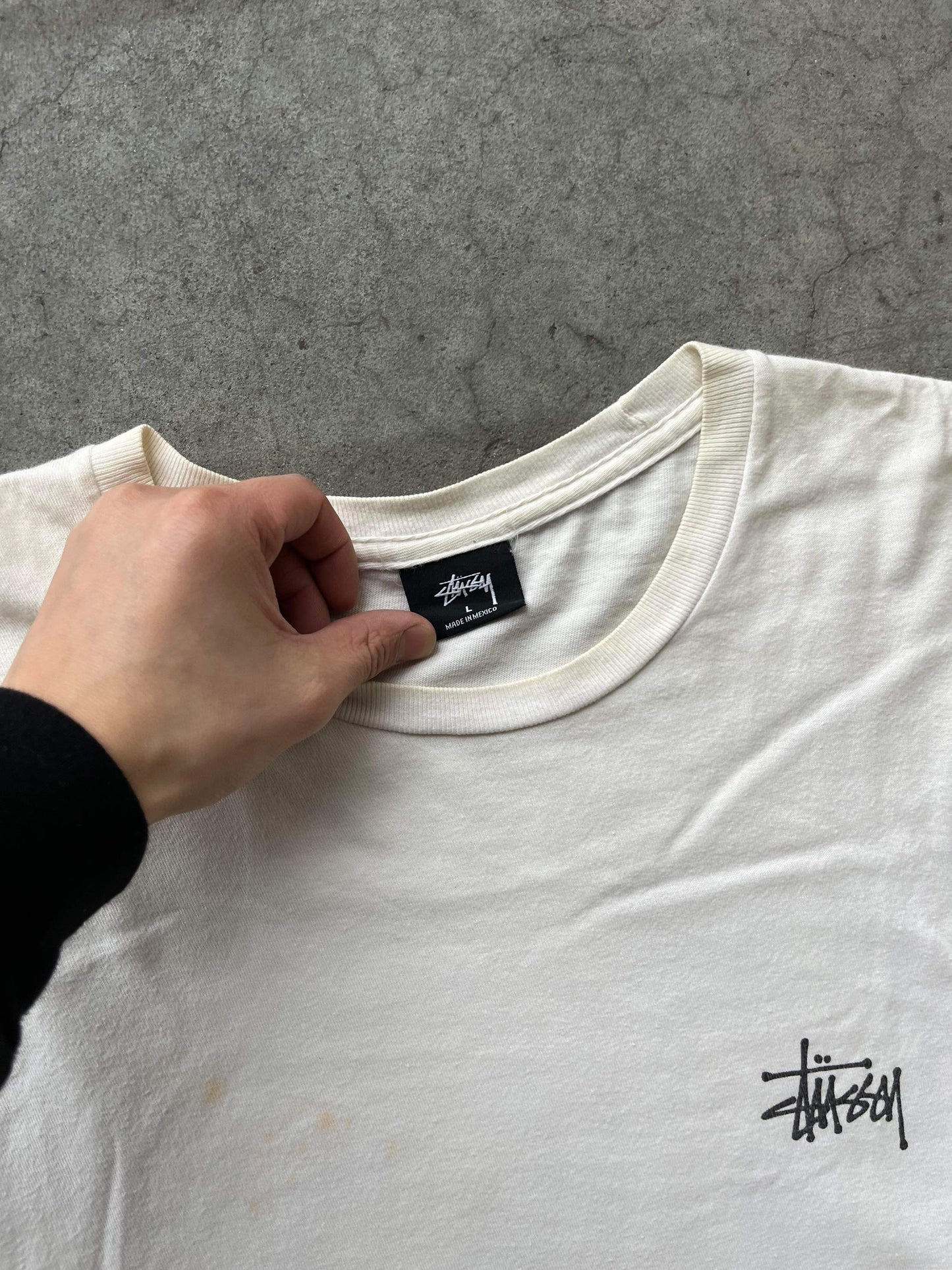 (L/XL) Stussy Script Stained Tee