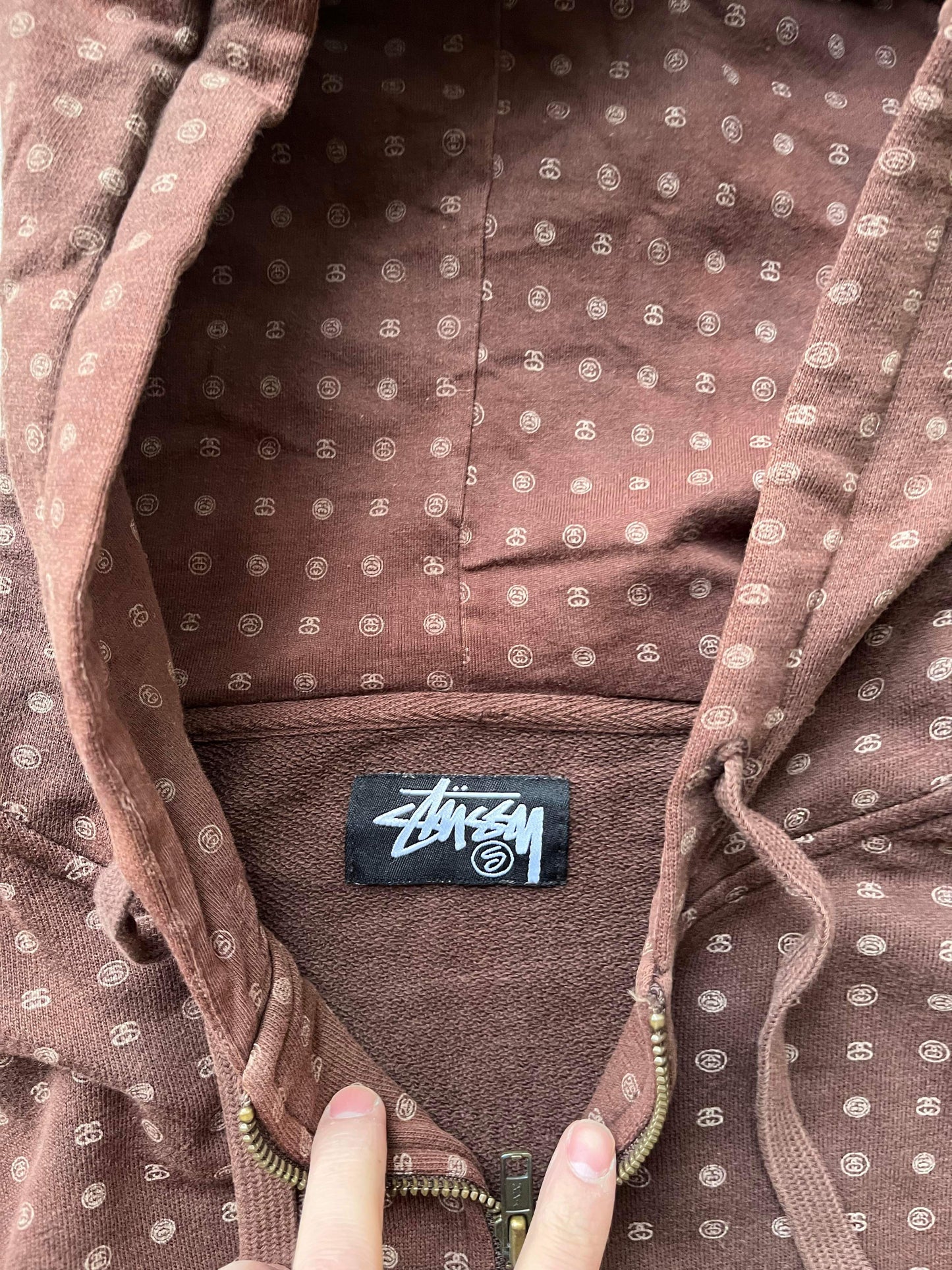 (S/M) Stussy Brown Monogram Zip Up